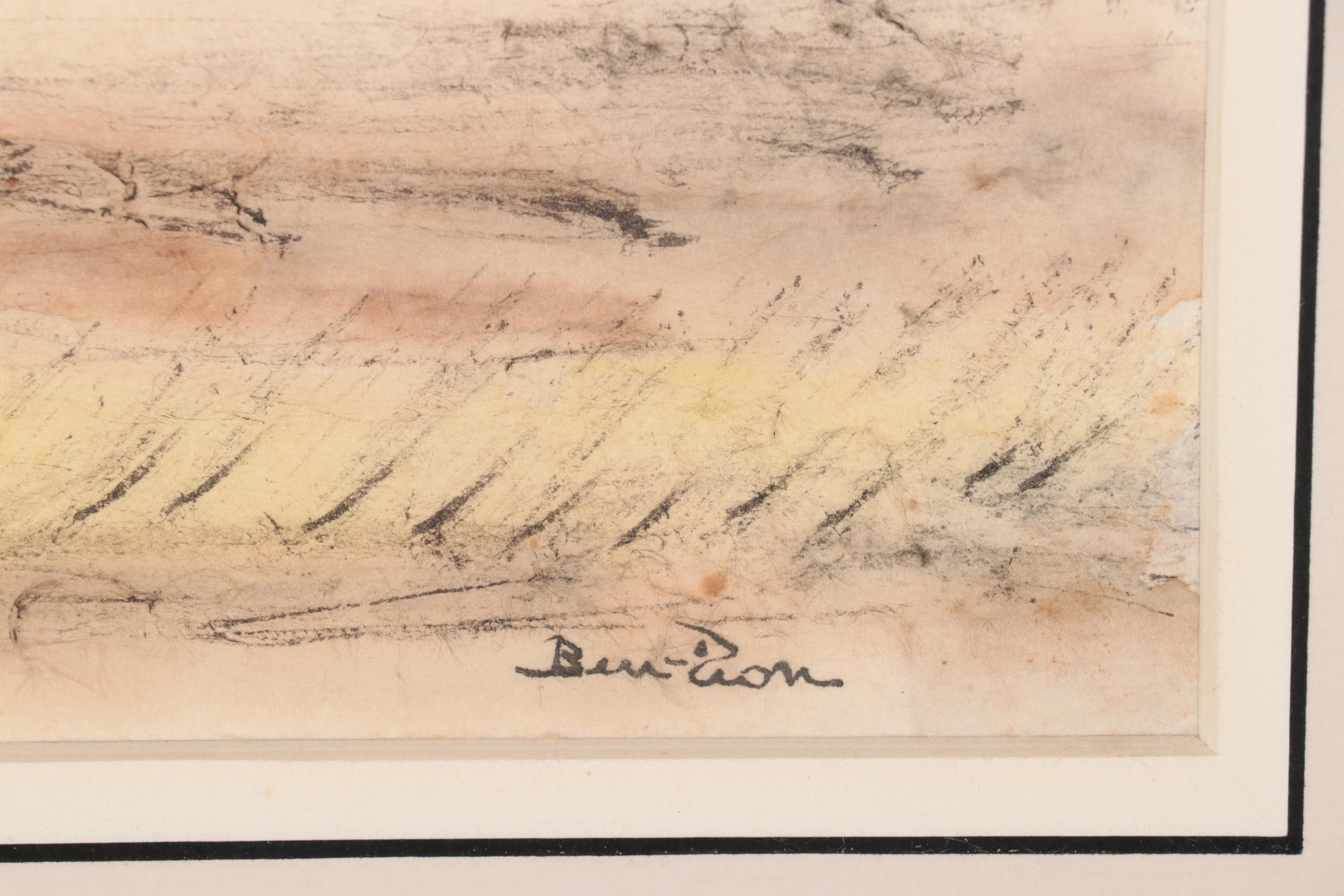 Ben-Zion Weinman Watercolor Painting of Landscape "De Profundis"