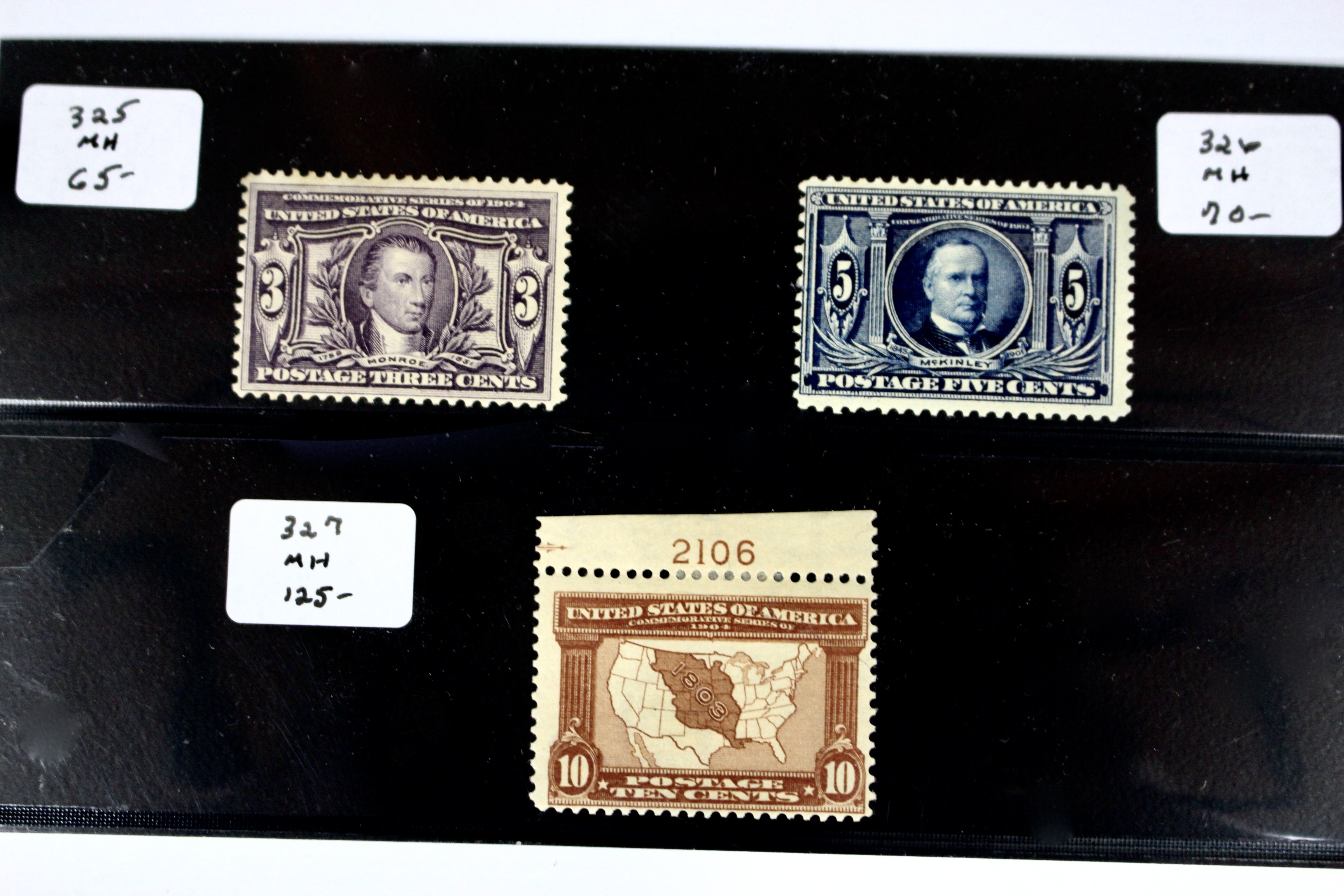 Three Mint Hinged Louisiana Purchase Exposition Postage Stamps