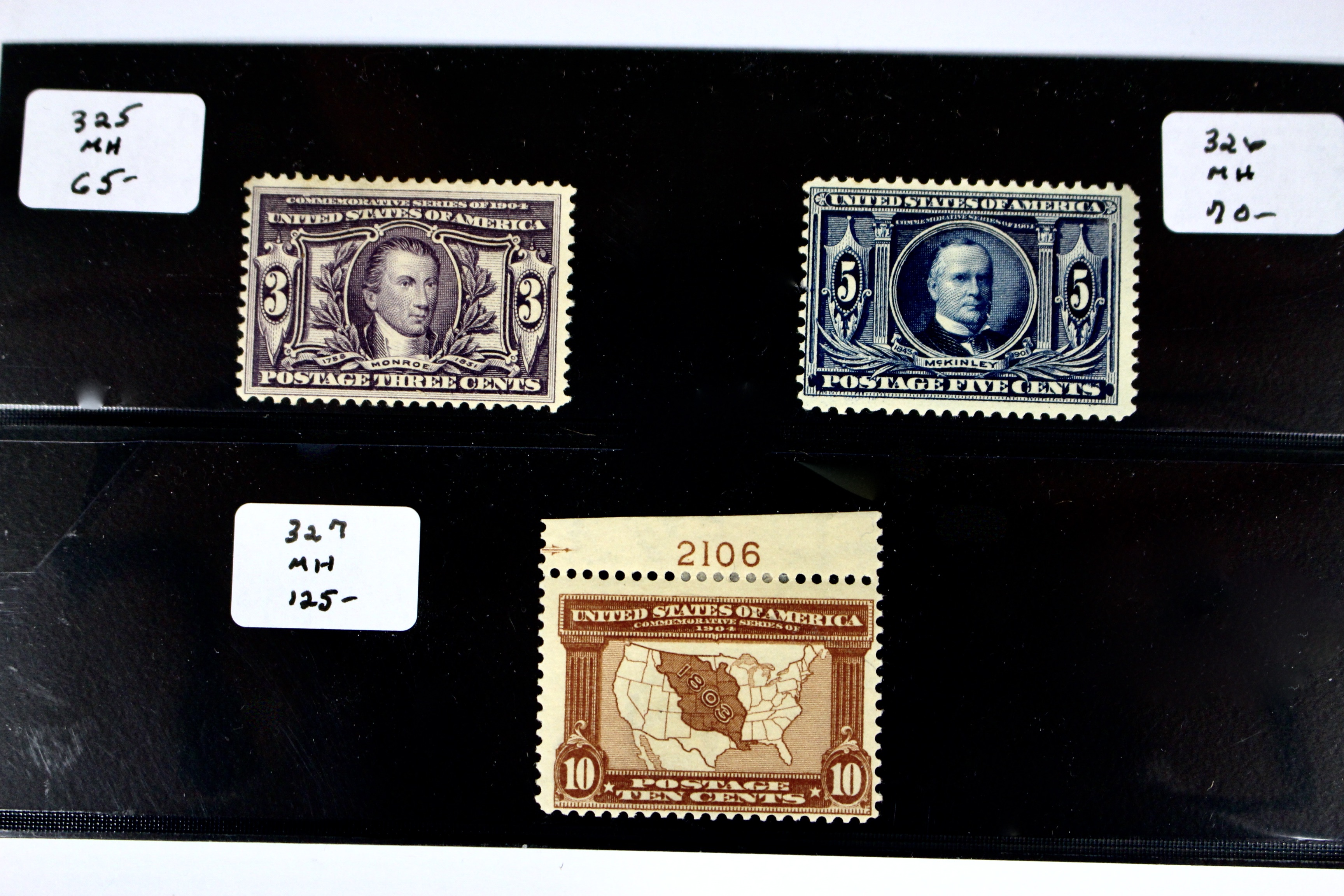 Three Mint Hinged Louisiana Purchase Exposition Postage Stamps