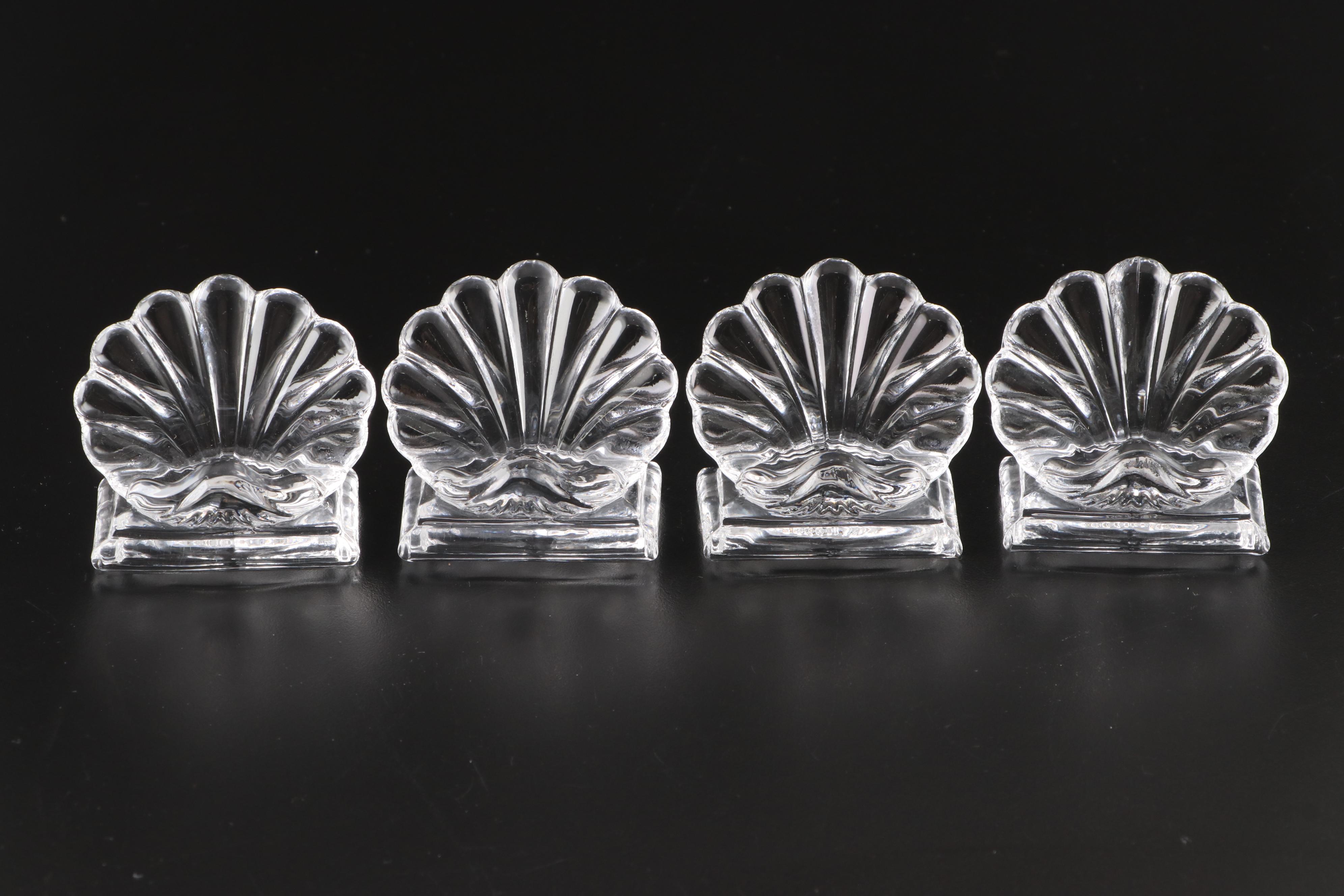 Baccarat "Bambous" Crystal Shell Place Card Holders