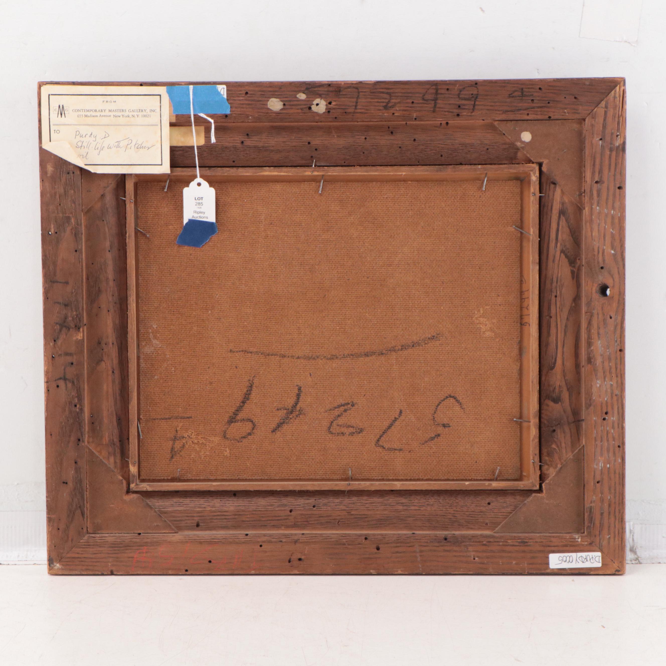 Donald Purdy Oil Painting "Still Life With Pitcher," 1960