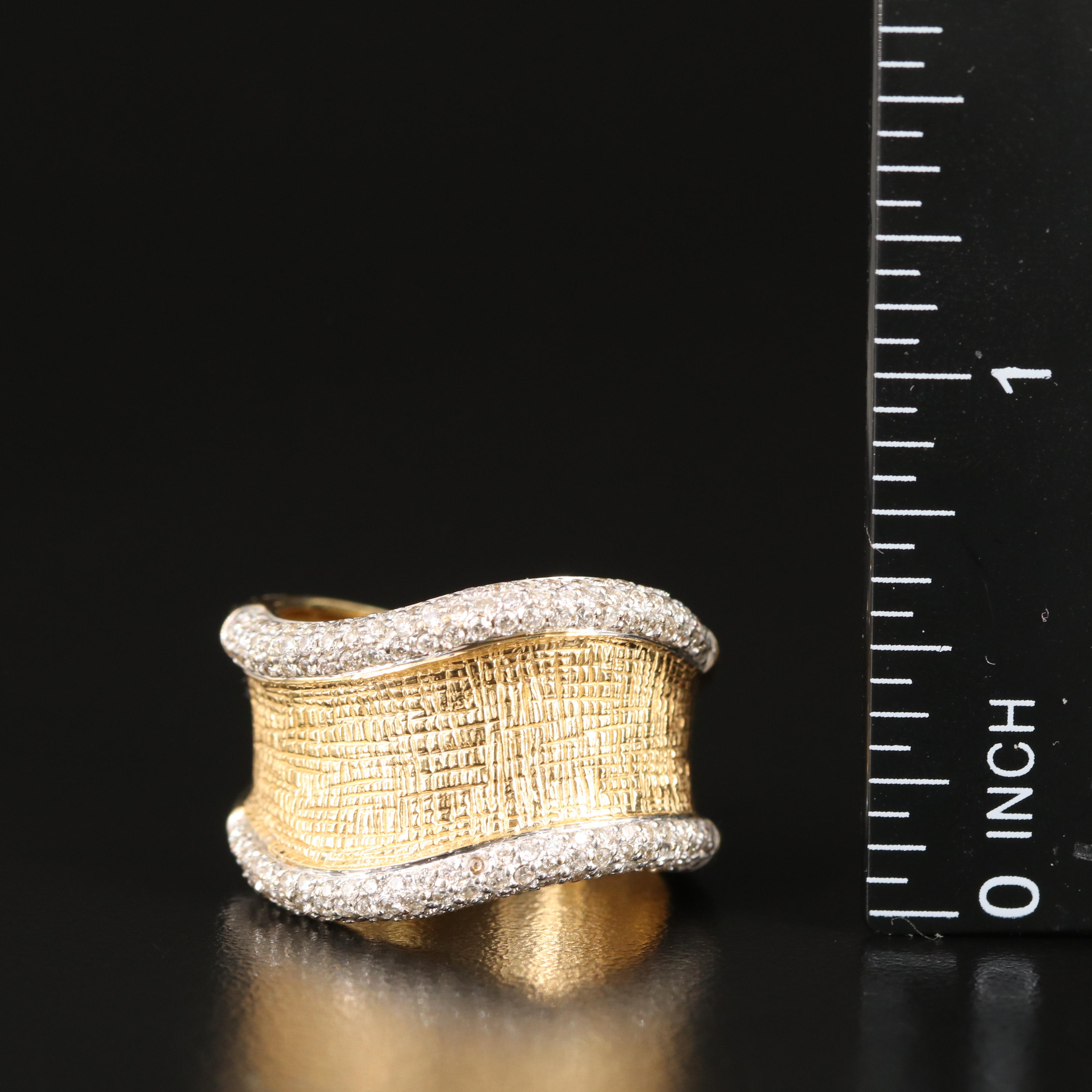 14K 1.02 CTW Diamond Wave Ring