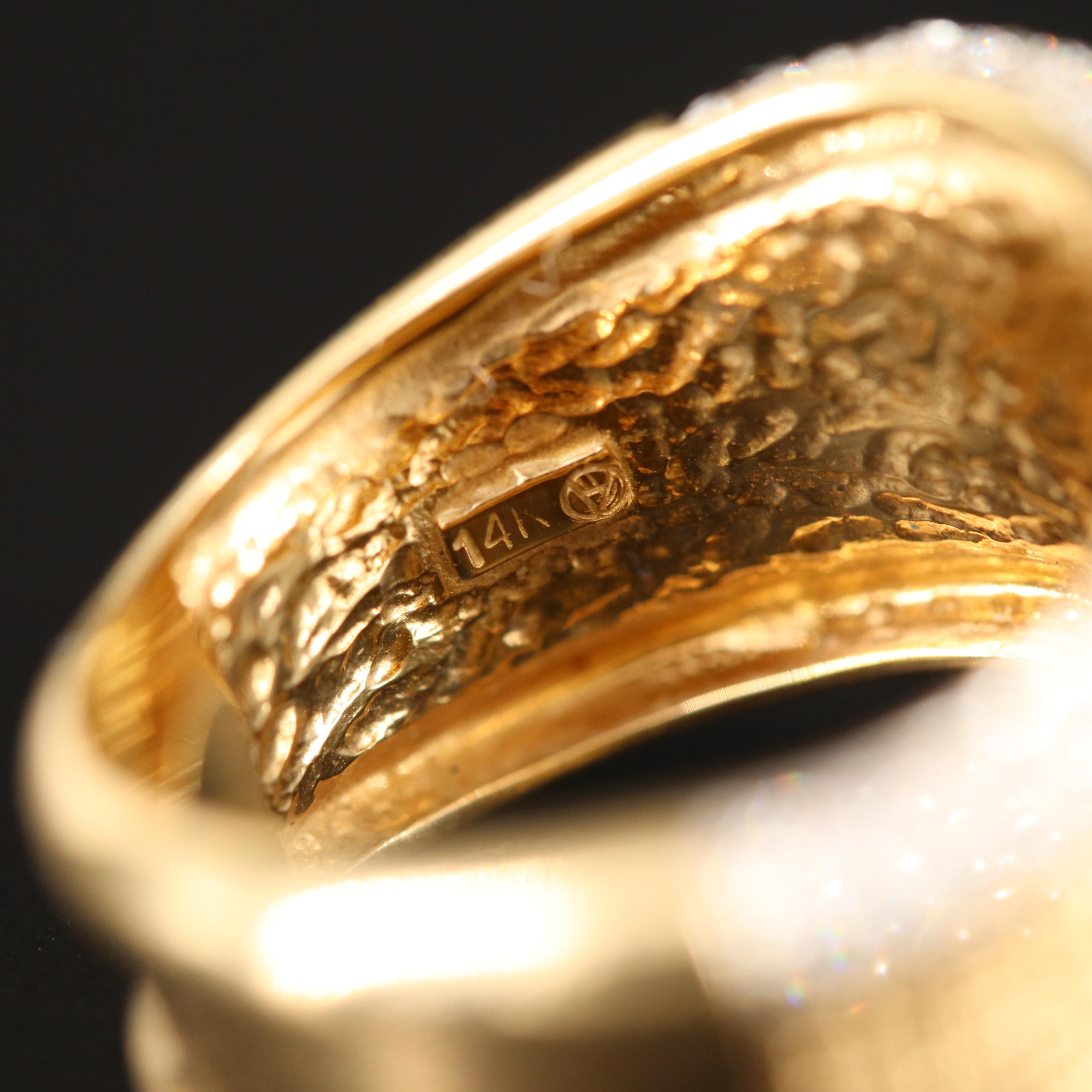 14K 1.02 CTW Diamond Wave Ring