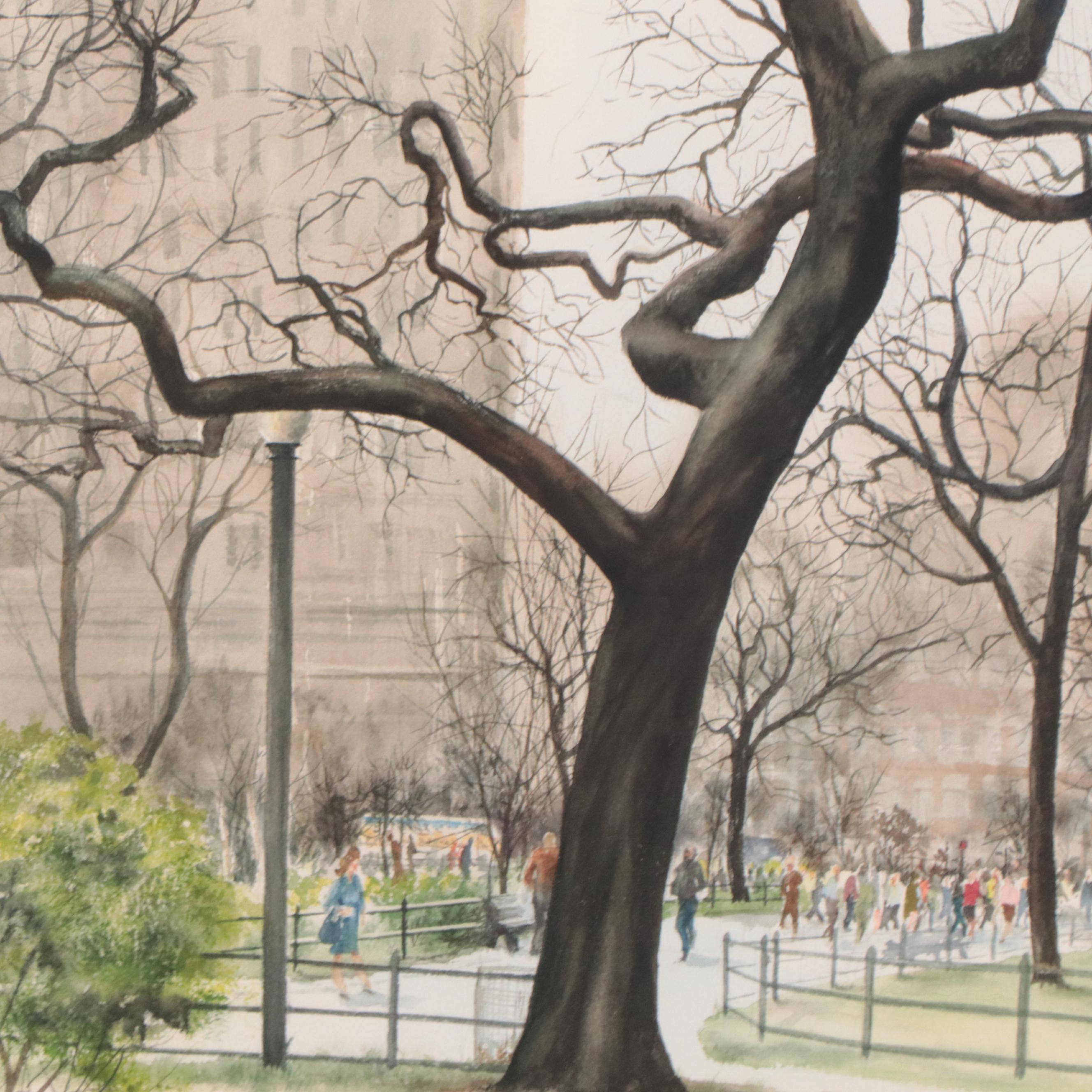 Betty C. Boyle Park Landscape Oil Painting, 1984