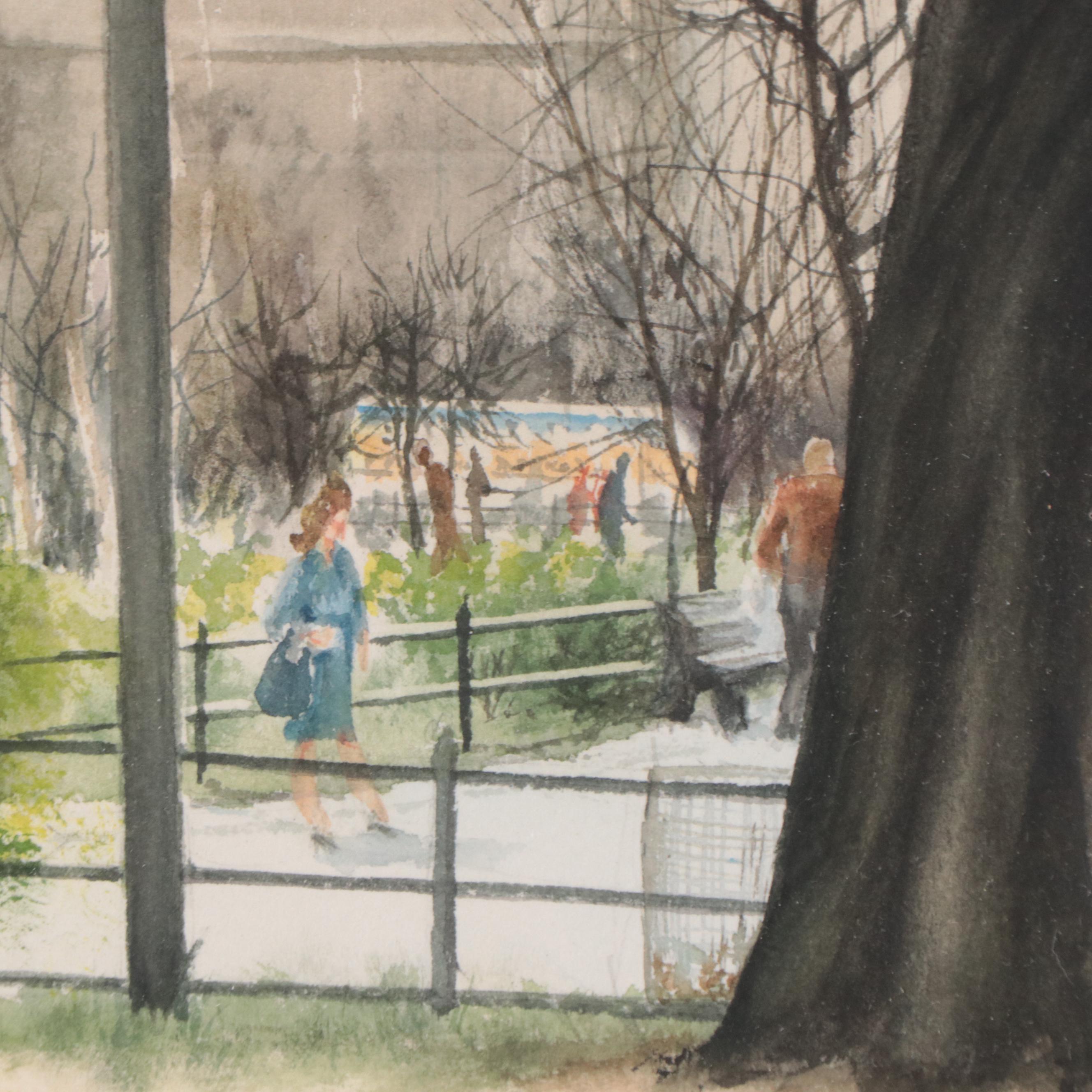 Betty C. Boyle Park Landscape Oil Painting, 1984