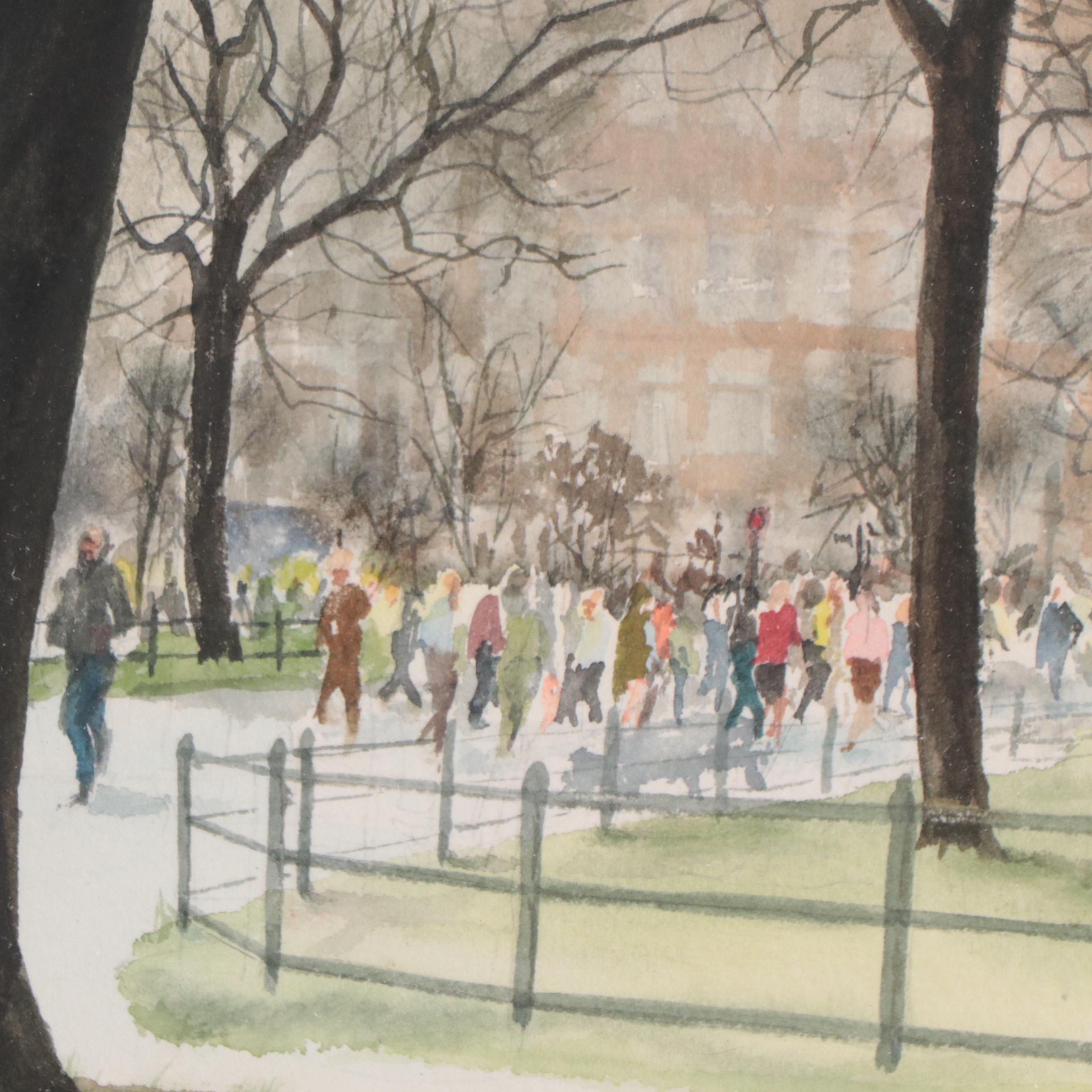 Betty C. Boyle Park Landscape Oil Painting, 1984