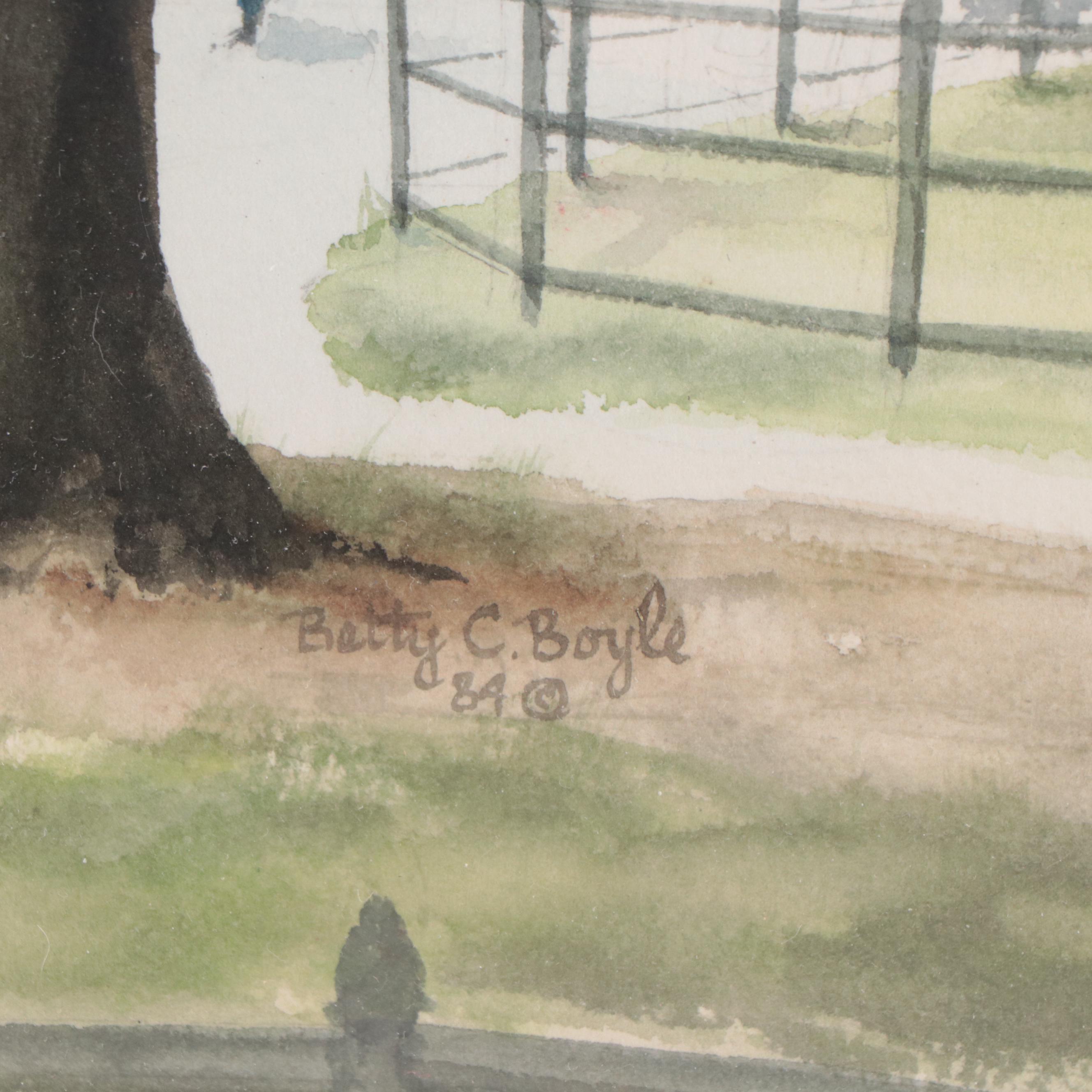 Betty C. Boyle Park Landscape Oil Painting, 1984