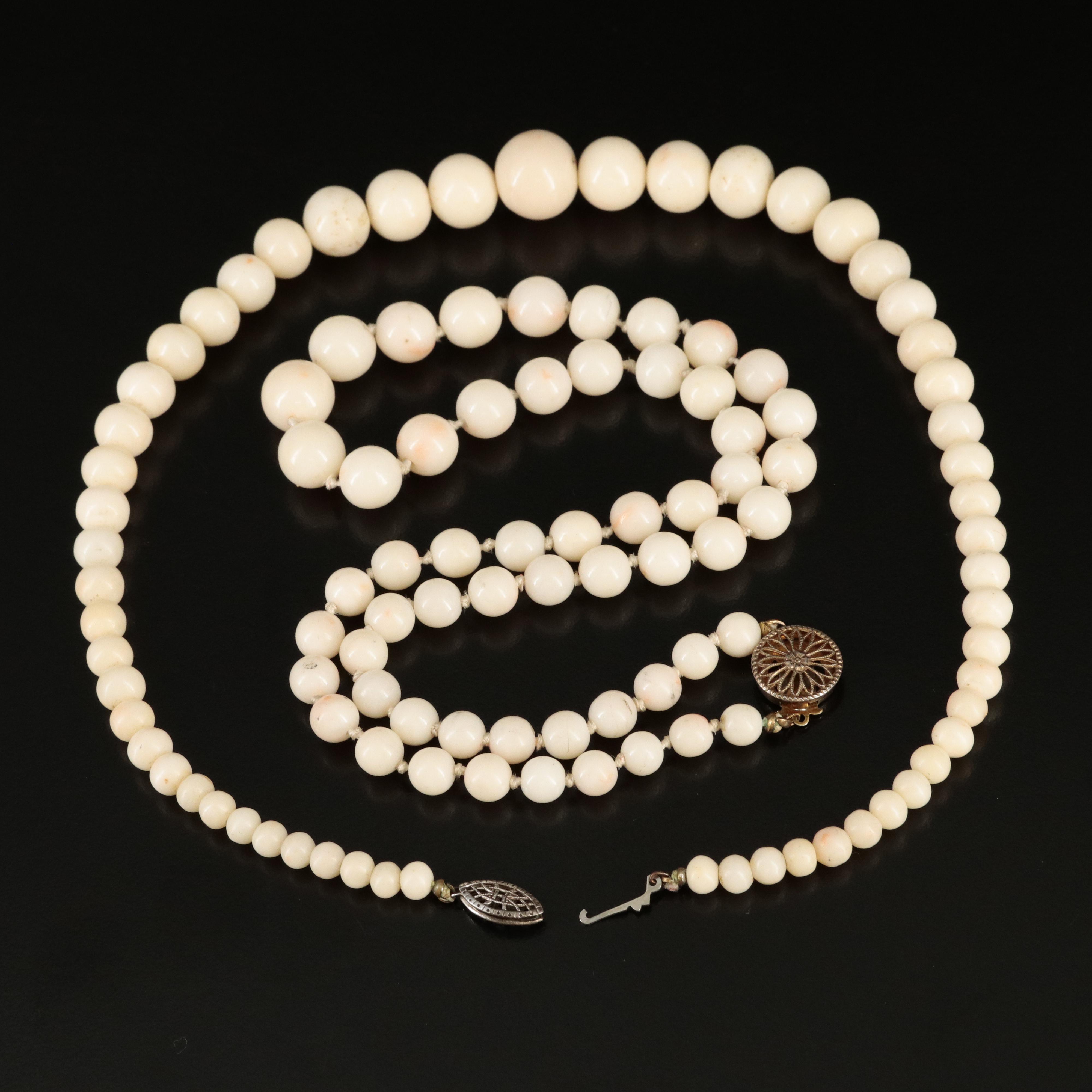 Vintage Graduated Coral Necklaces with Sterling Clasps