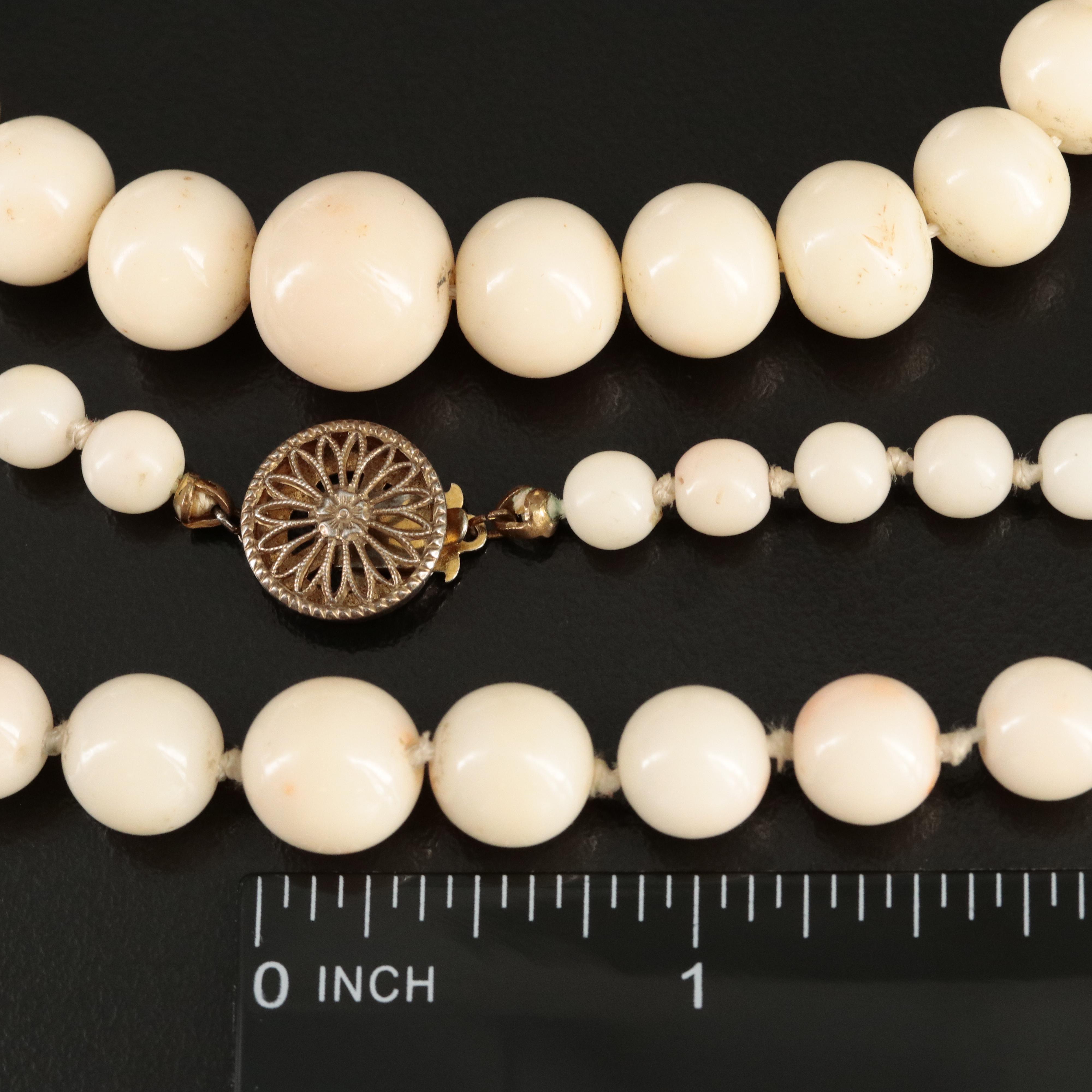 Vintage Graduated Coral Necklaces with Sterling Clasps