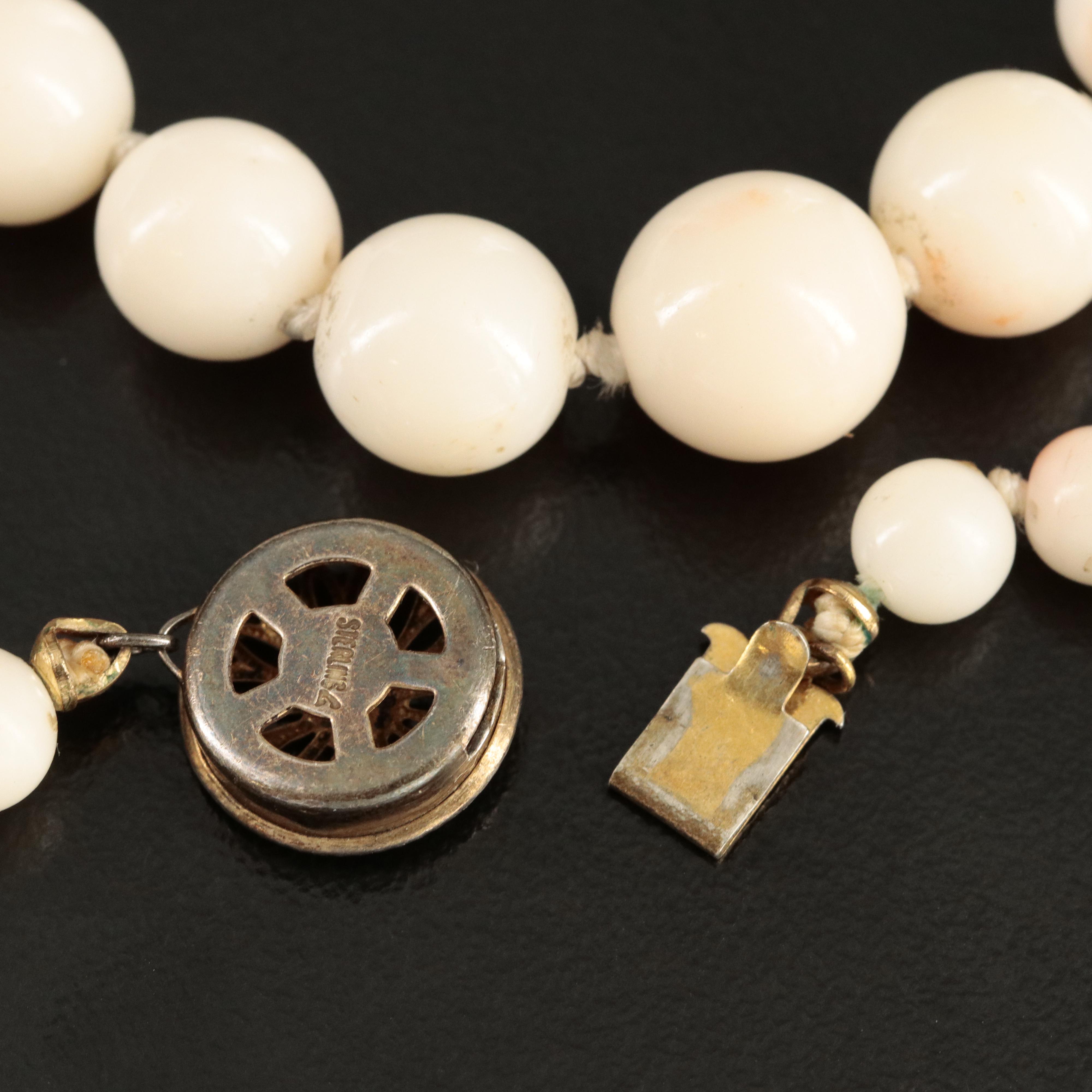 Vintage Graduated Coral Necklaces with Sterling Clasps