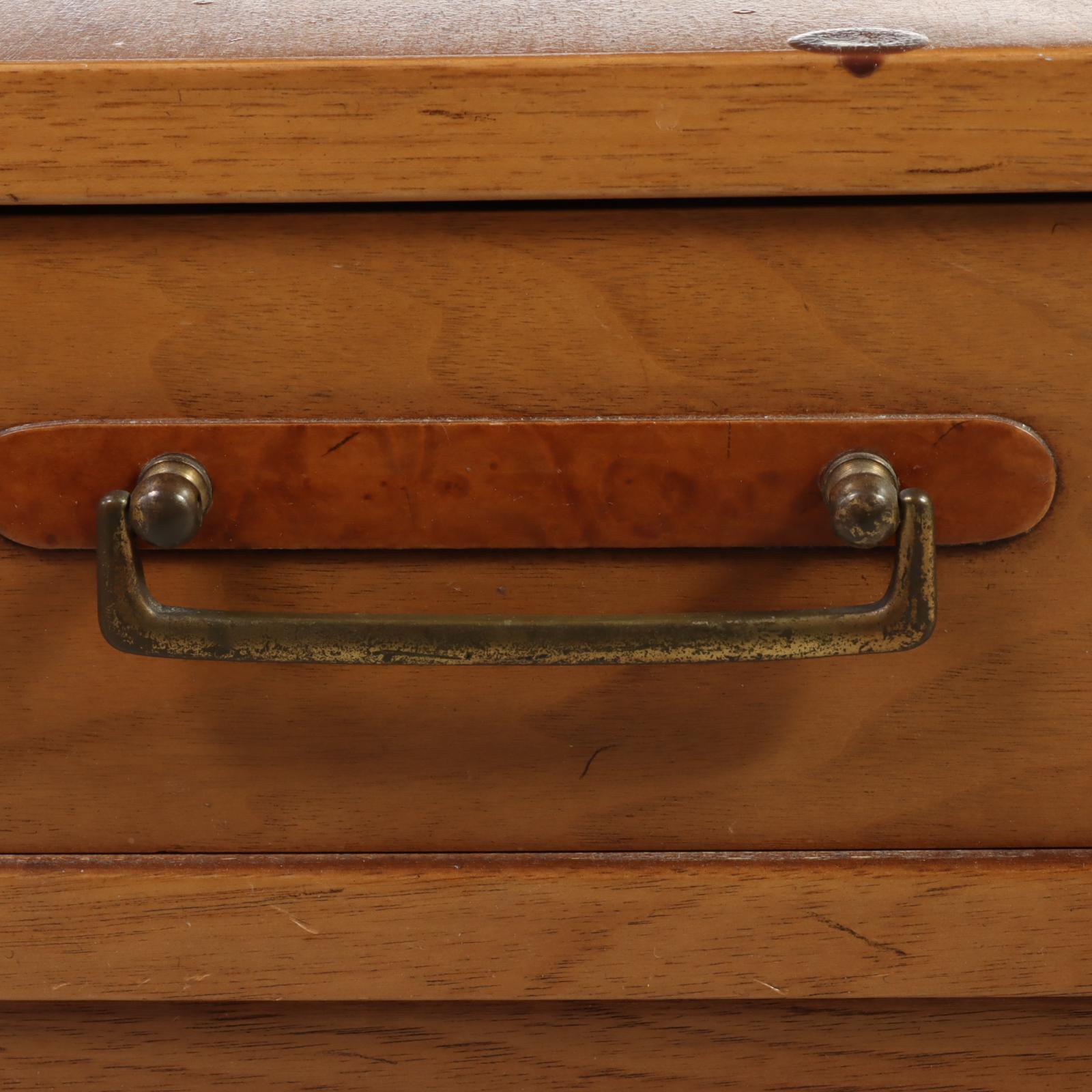 Two Drexel "Meridian" Mid Century Modern Butternut and Pecan Side Tables