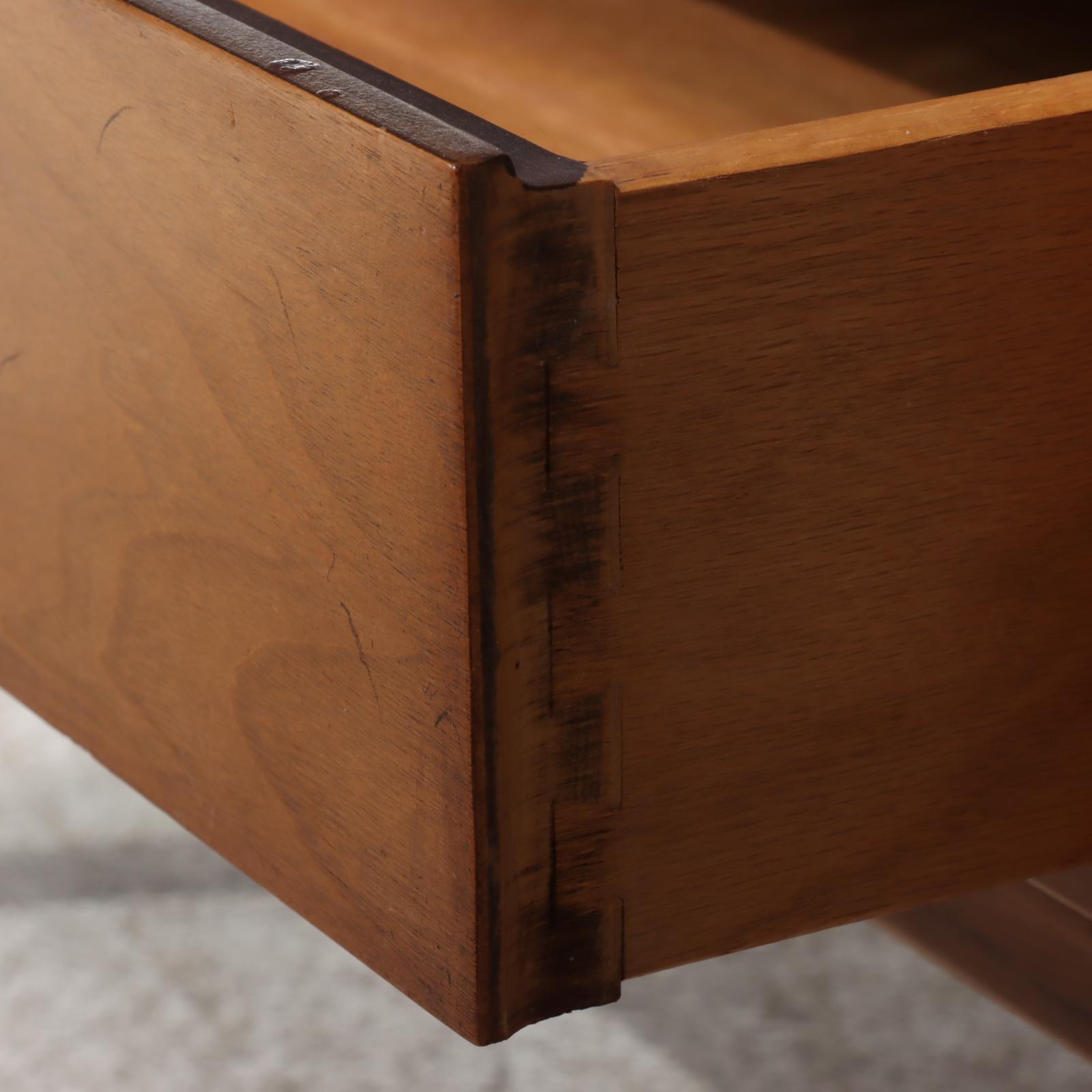 Two Drexel "Meridian" Mid Century Modern Butternut and Pecan Side Tables