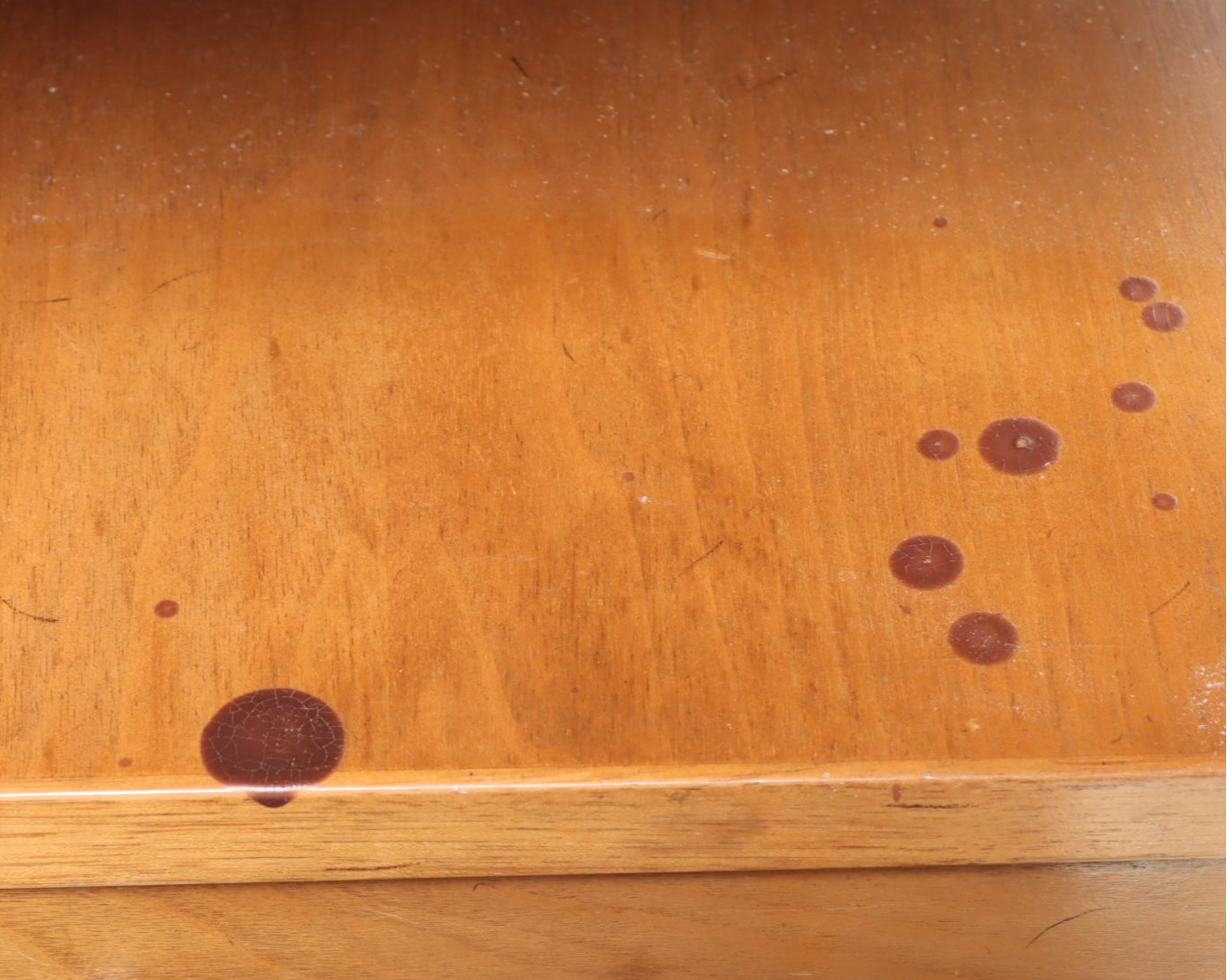 Two Drexel "Meridian" Mid Century Modern Butternut and Pecan Side Tables