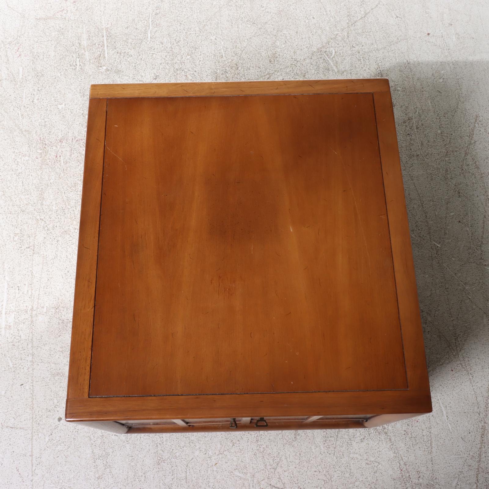 Two Drexel "Meridian" Mid Century Modern Butternut and Pecan Side Tables