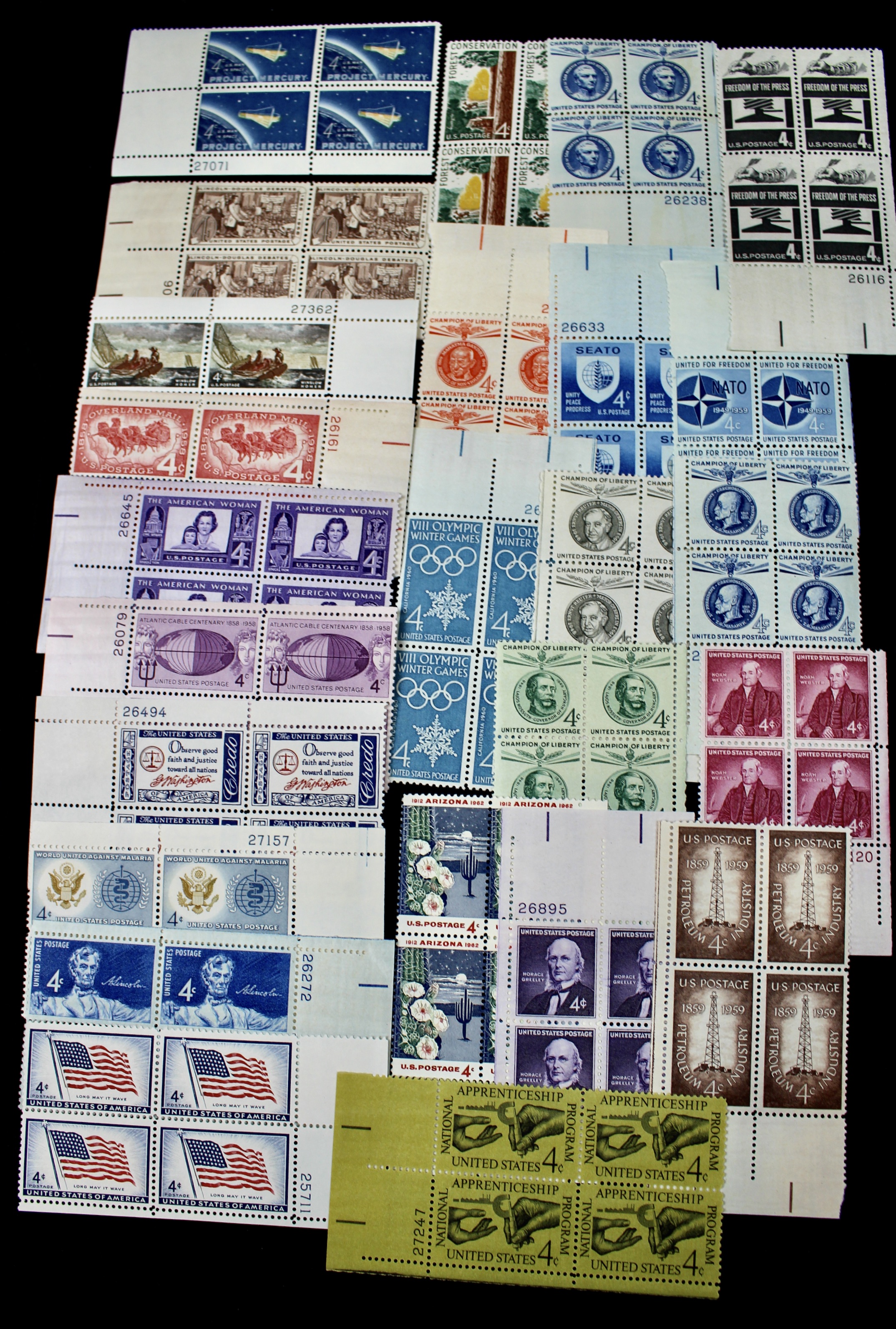 1175 U.S. 4-Cent Postage Stamp Plate Blocks