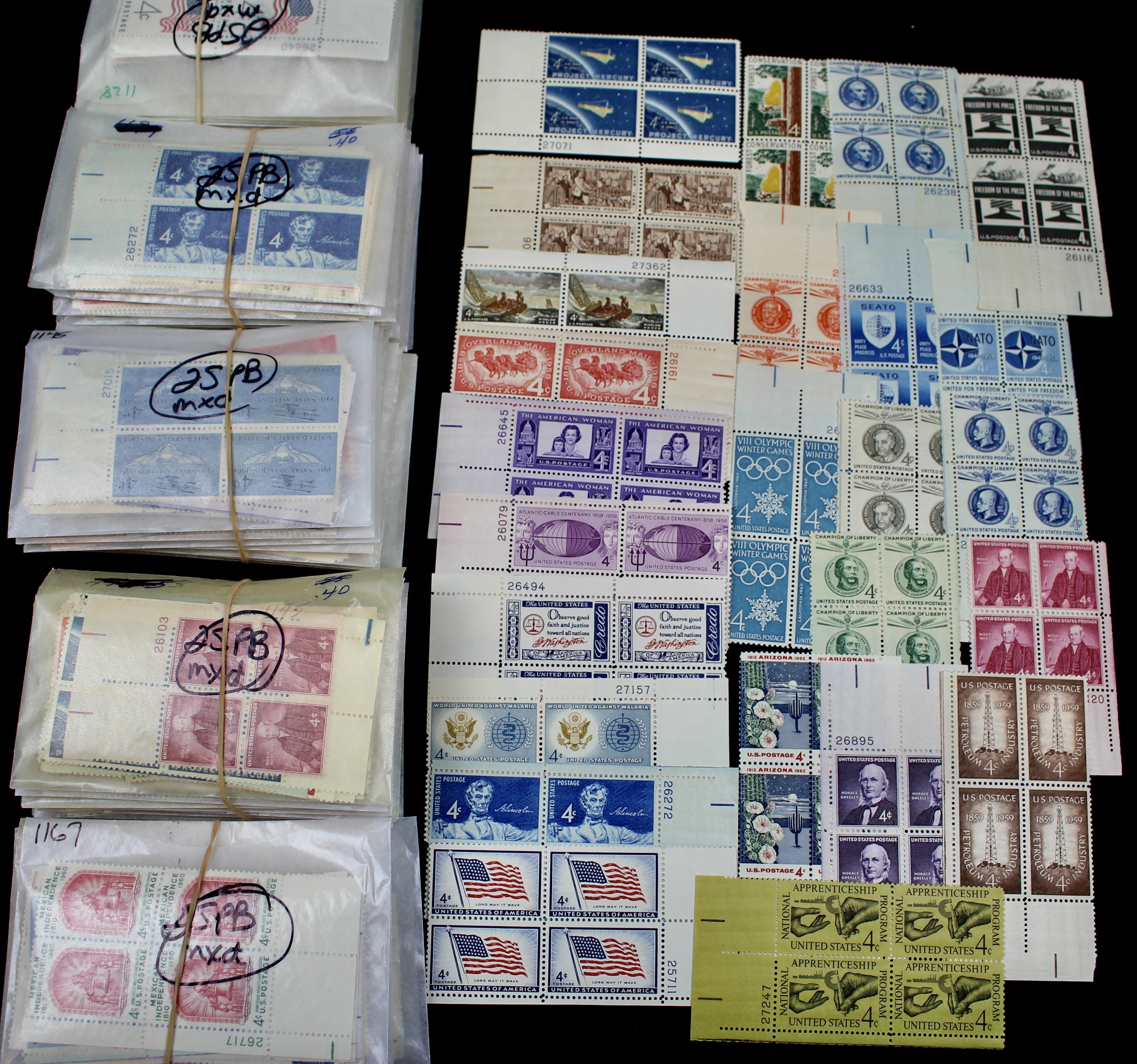 1175 U.S. 4-Cent Postage Stamp Plate Blocks