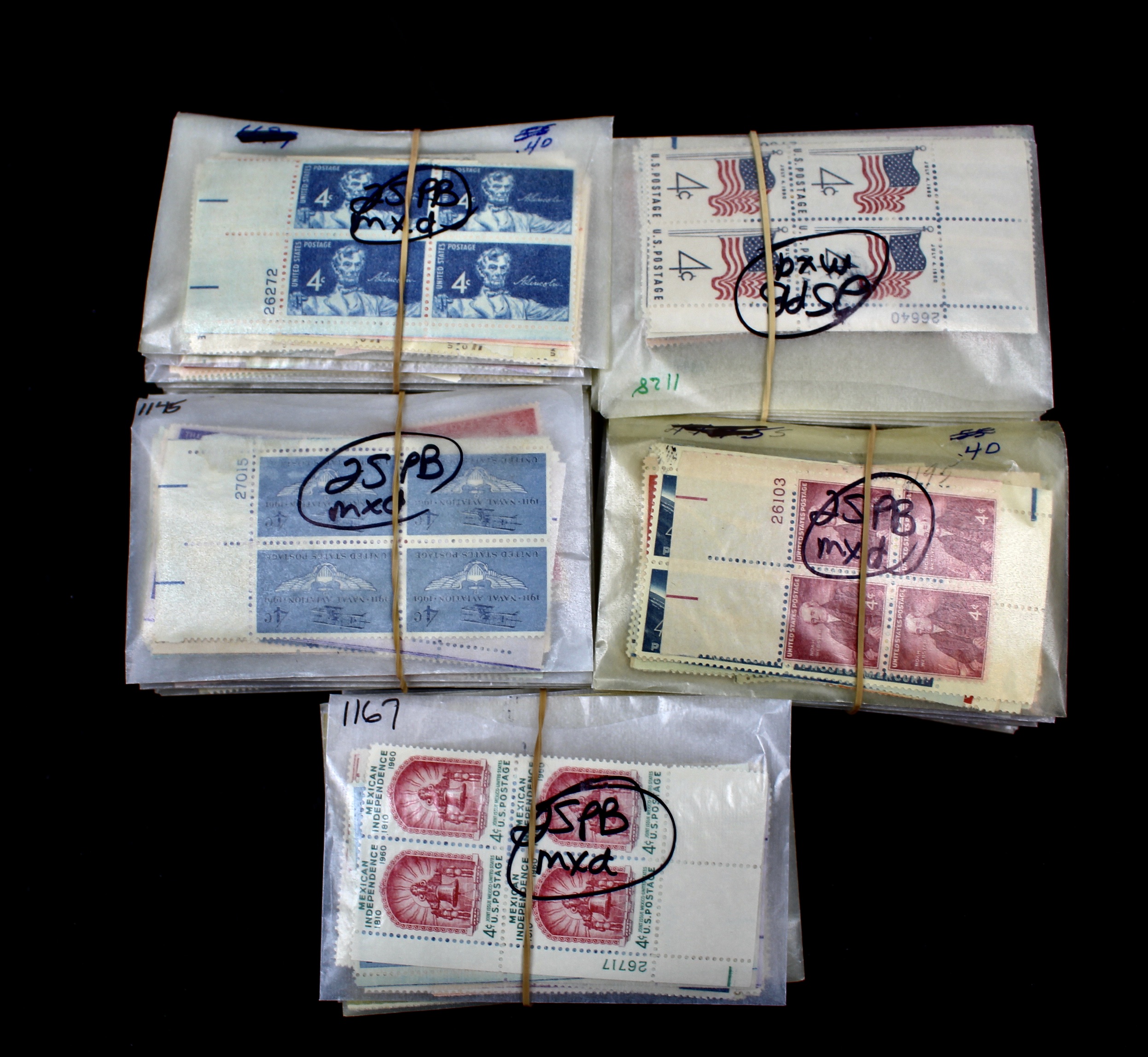 1175 U.S. 4-Cent Postage Stamp Plate Blocks
