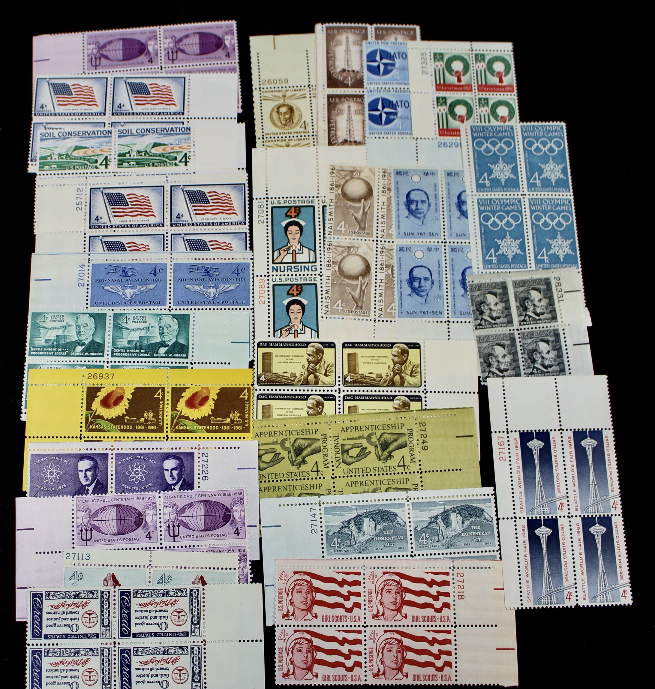 1175 U.S. 4-Cent Postage Stamp Plate Blocks