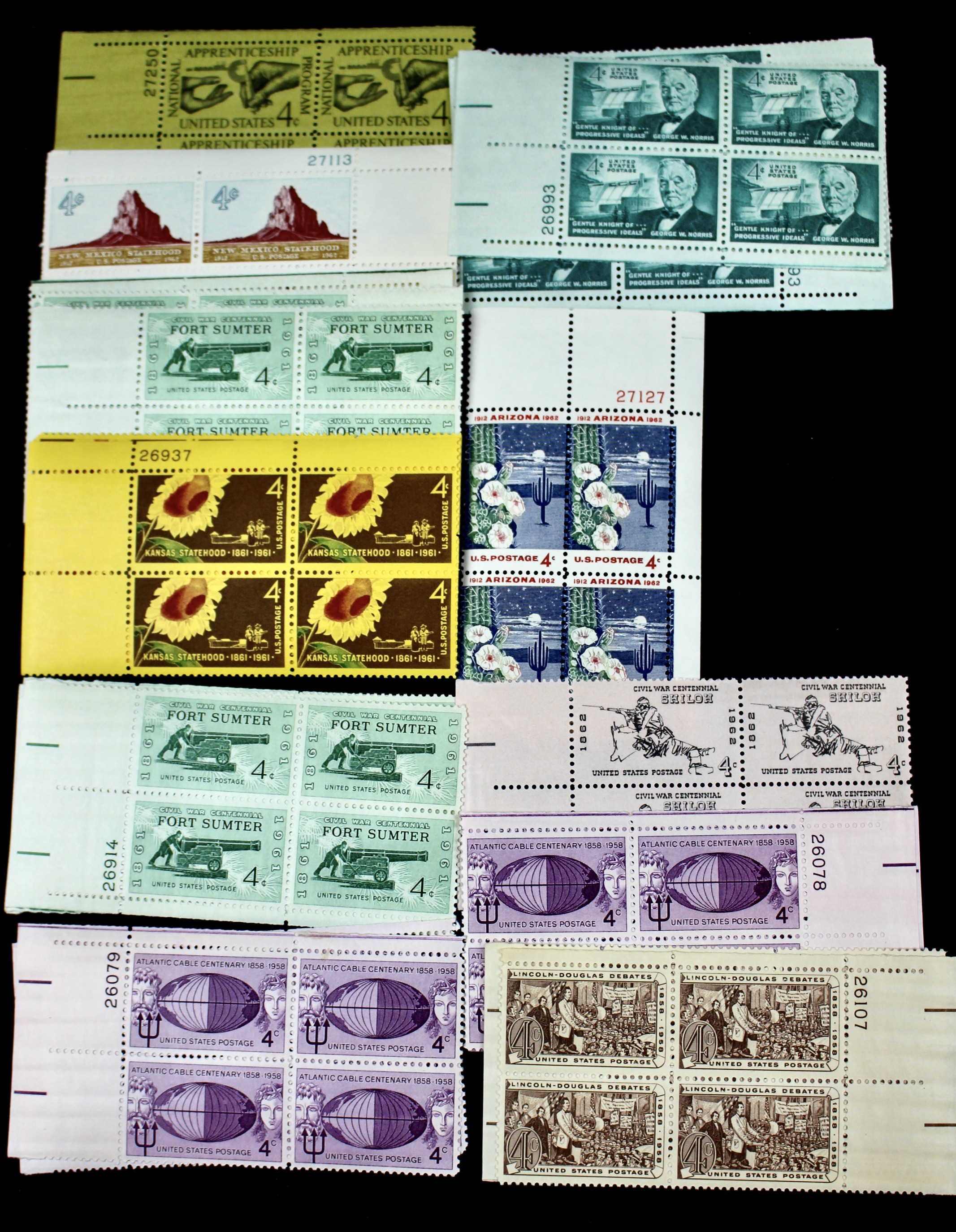 1175 U.S. 4-Cent Postage Stamp Plate Blocks