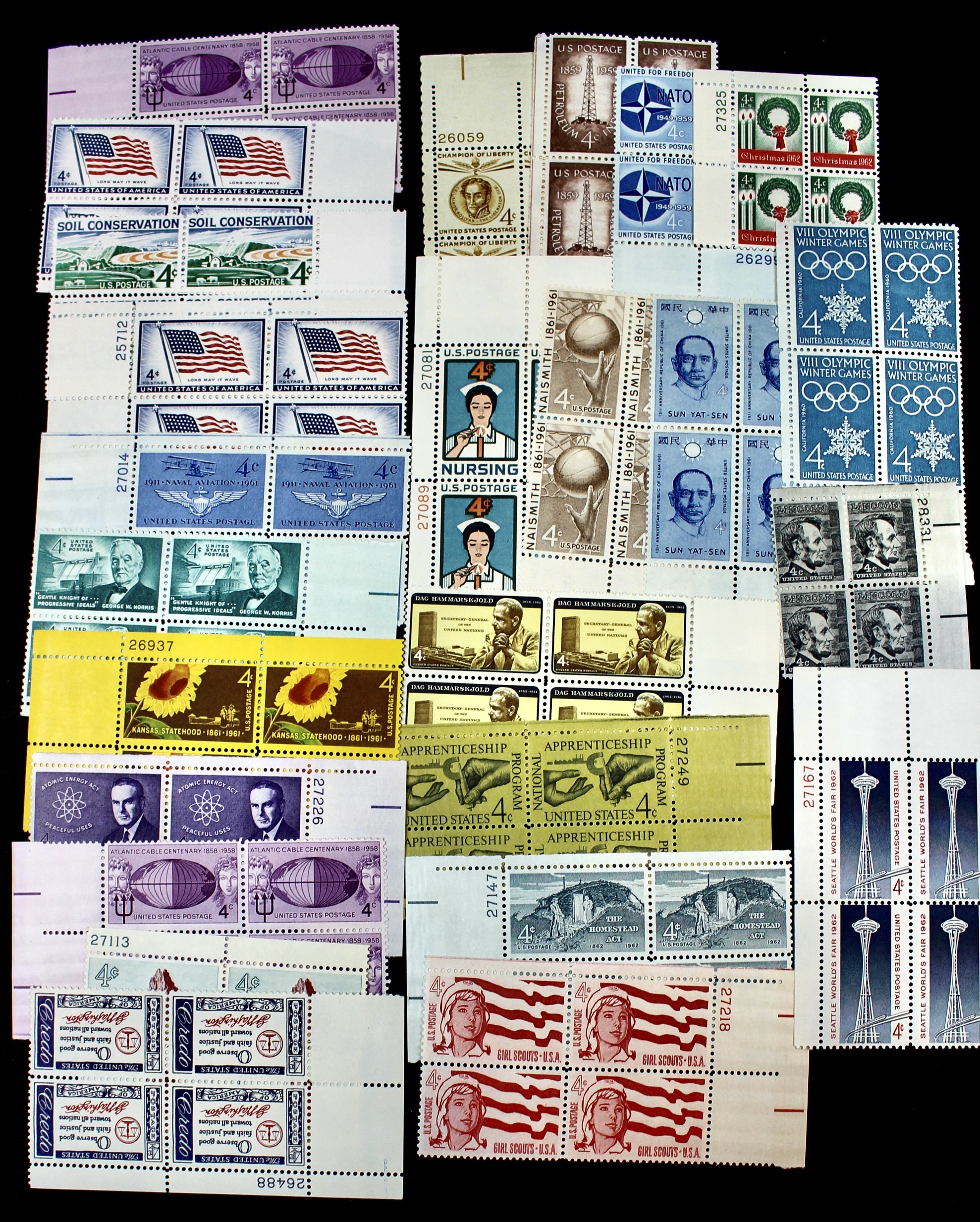 1175 U.S. 4-Cent Postage Stamp Plate Blocks