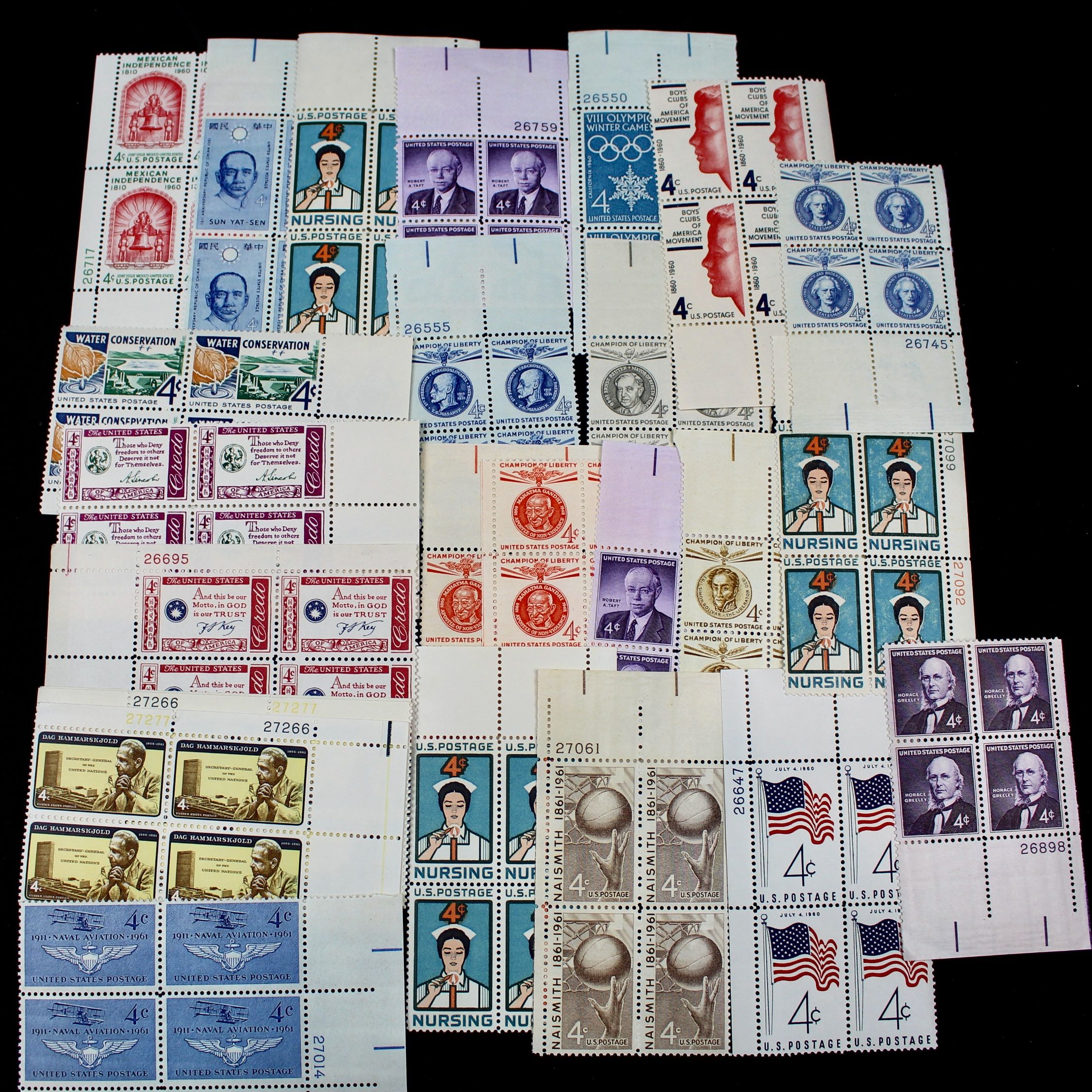 1175 U.S. 4-Cent Postage Stamp Plate Blocks