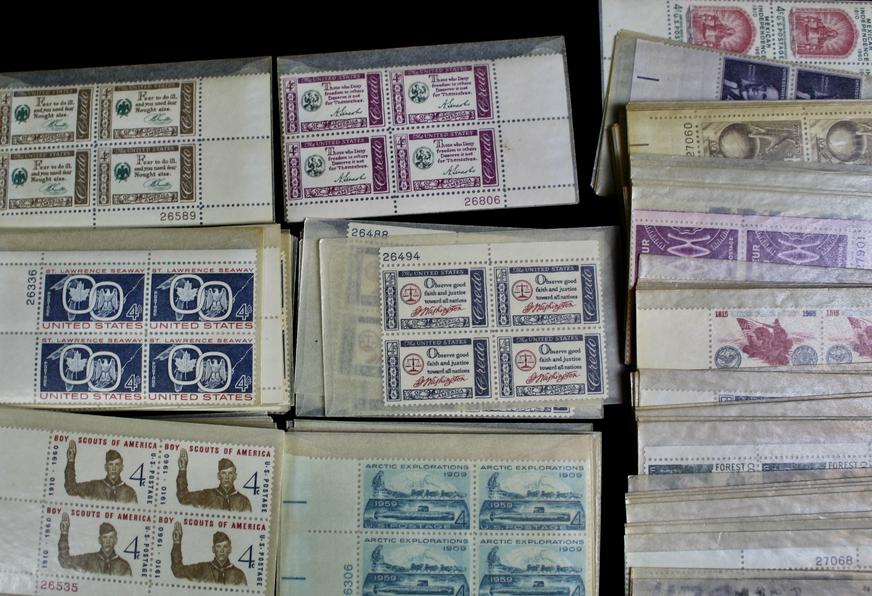 Over 700 U.S. Postage Stamp Plate Blocks