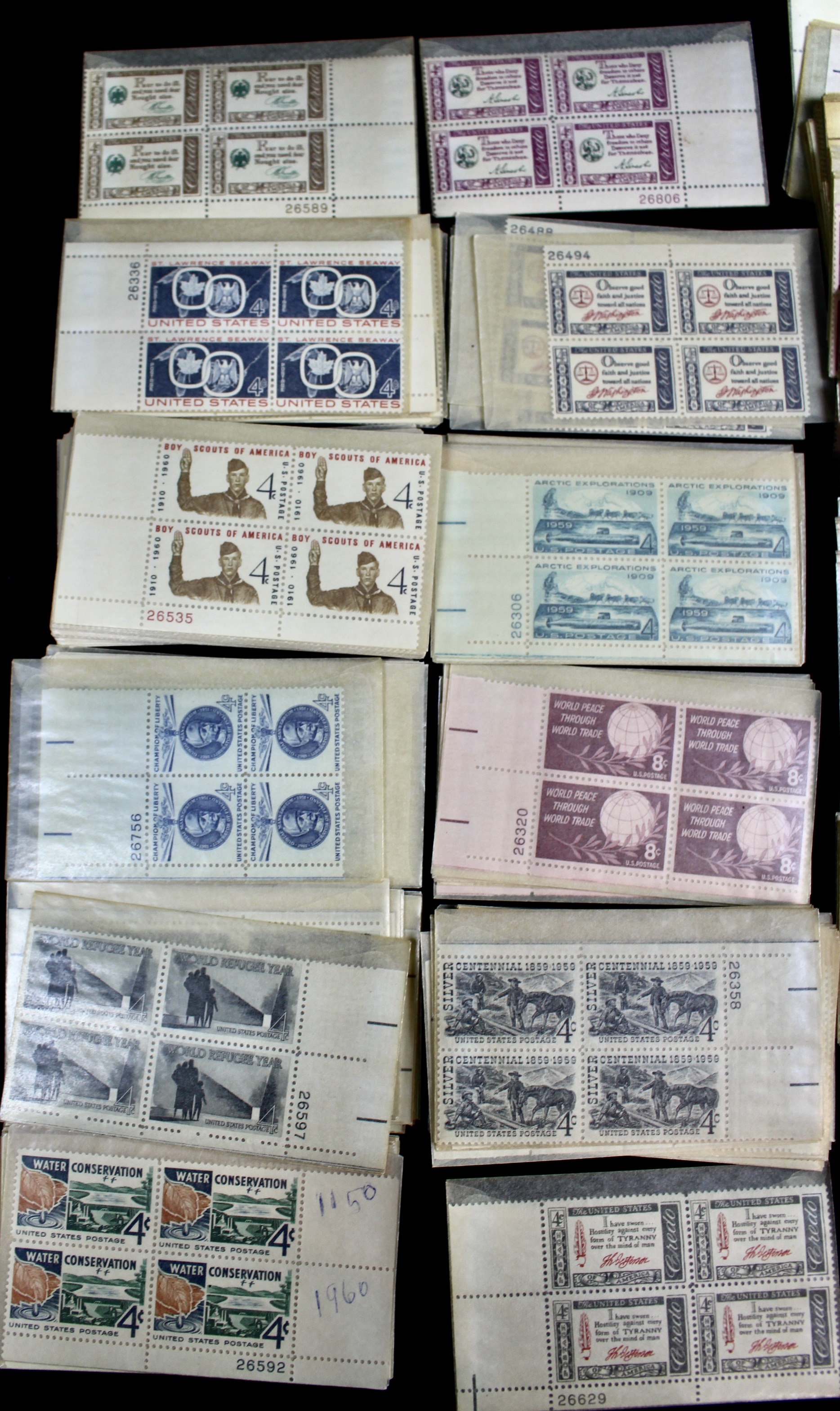 Over 700 U.S. Postage Stamp Plate Blocks