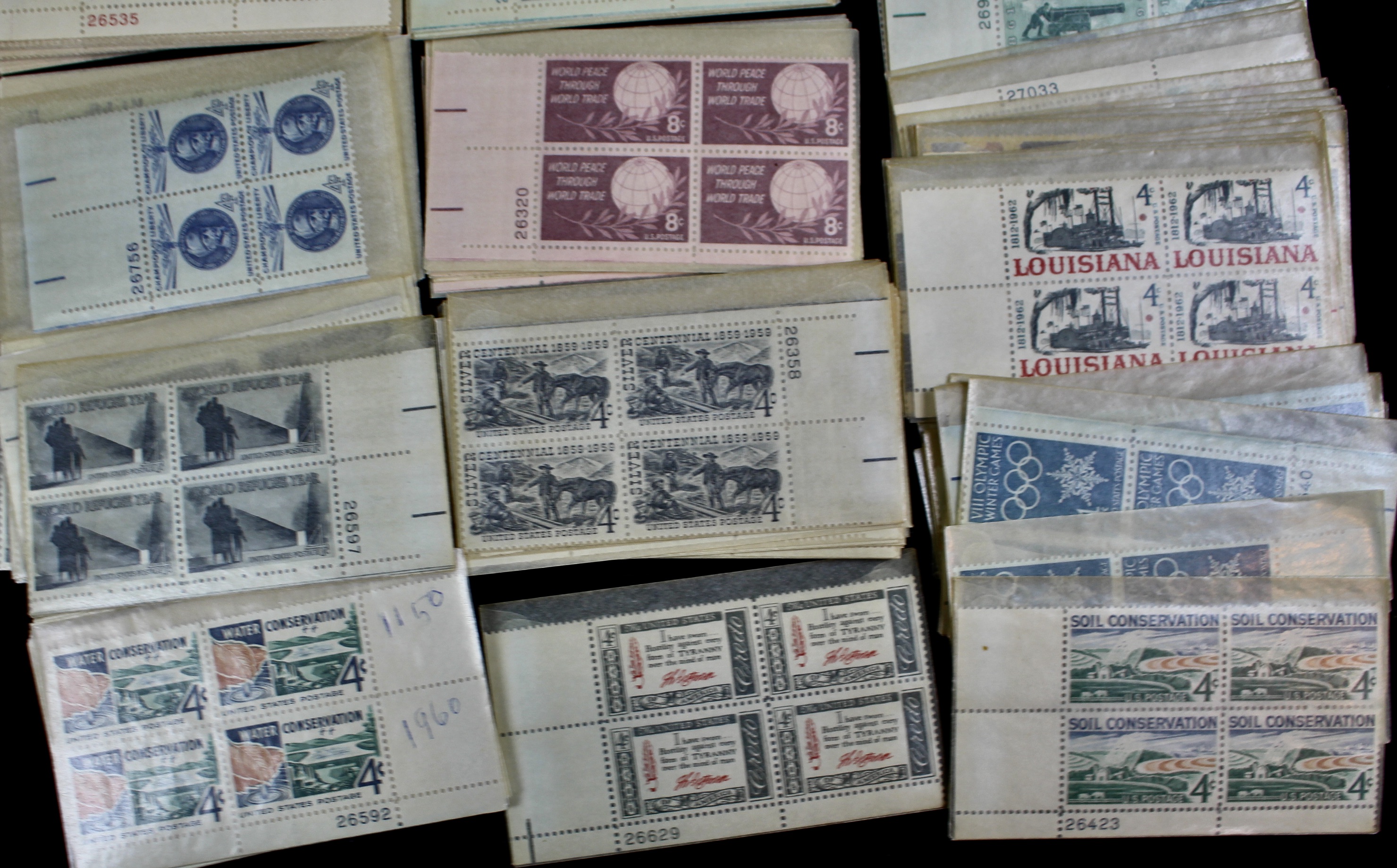 Over 700 U.S. Postage Stamp Plate Blocks