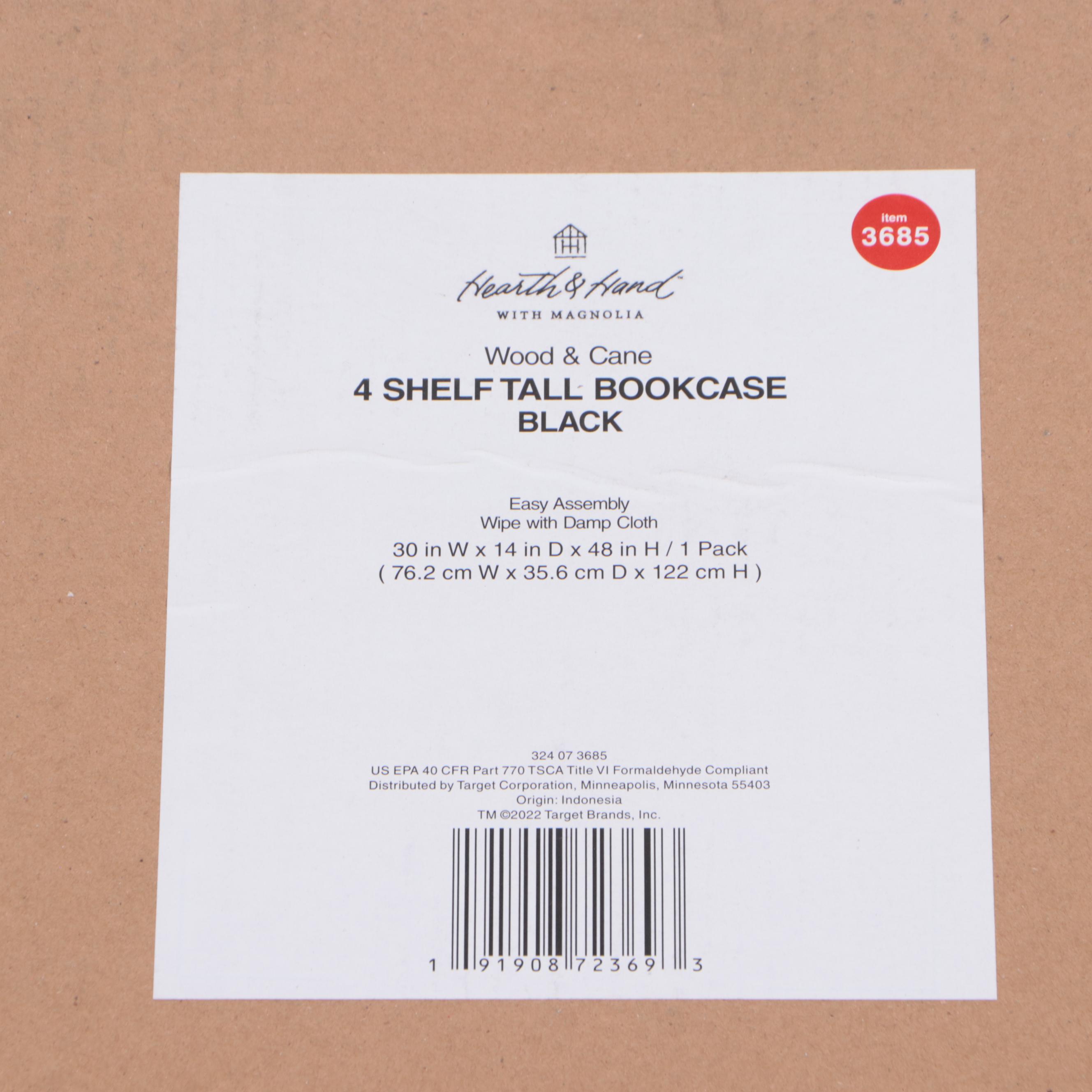 Hearth & Hand With Magnolia Wood and Cane Four-Shelf Bookcase