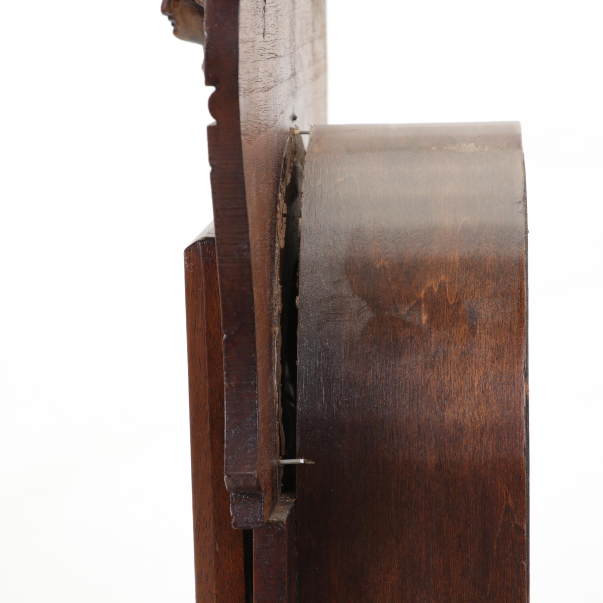 Brass Eagle Pediment and Wooden Mantel Clock, Late 19th to Early 20th Century