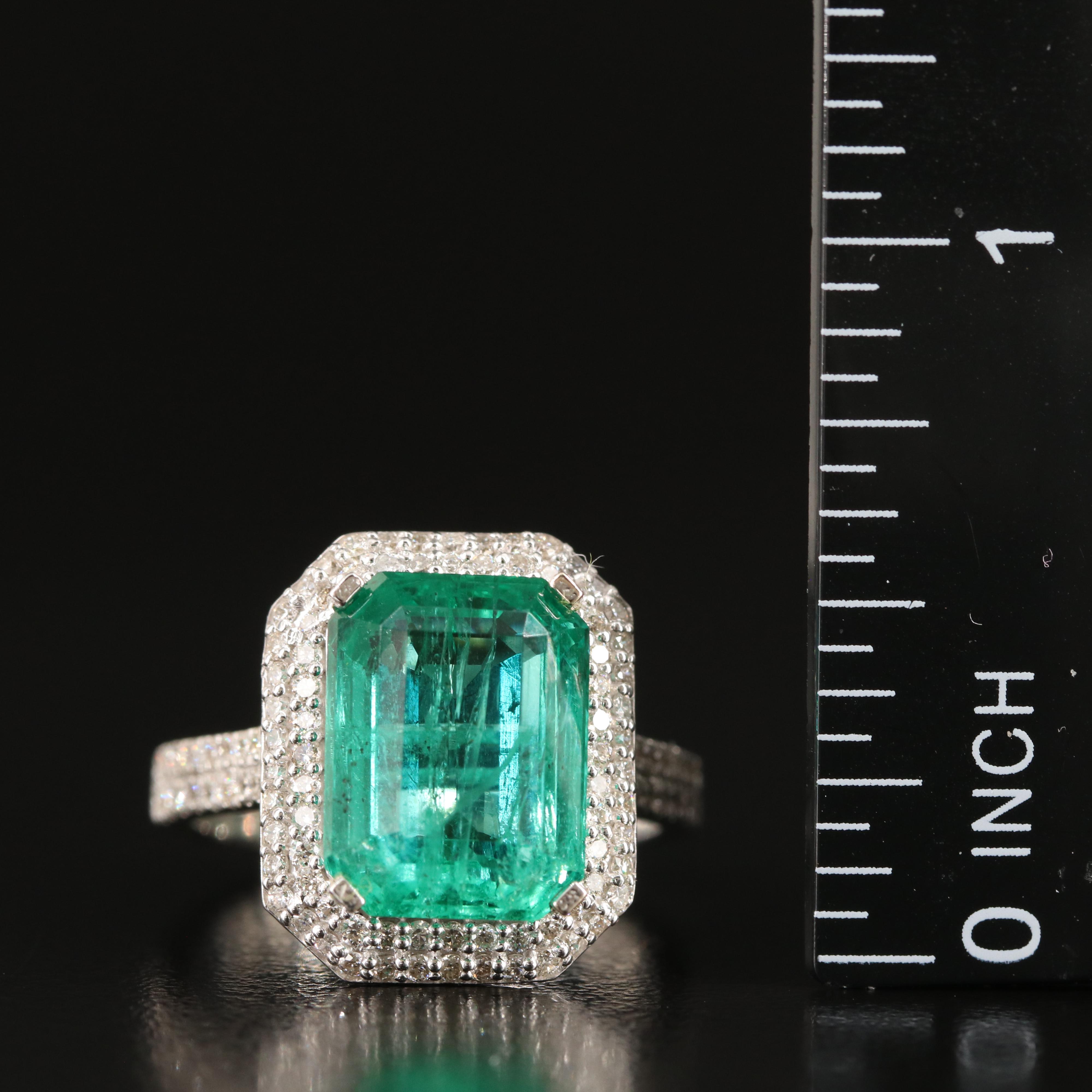 14K 5.04 CT Emerald and Diamond Ring