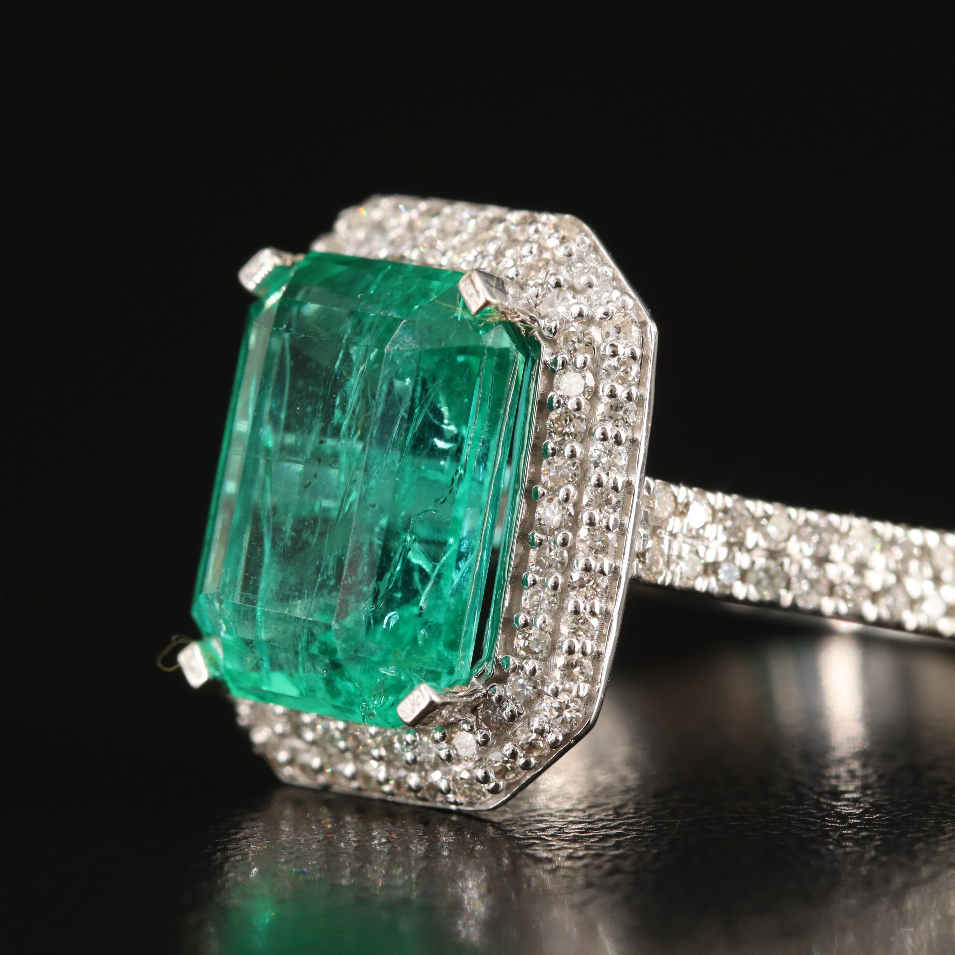 14K 5.04 CT Emerald and Diamond Ring