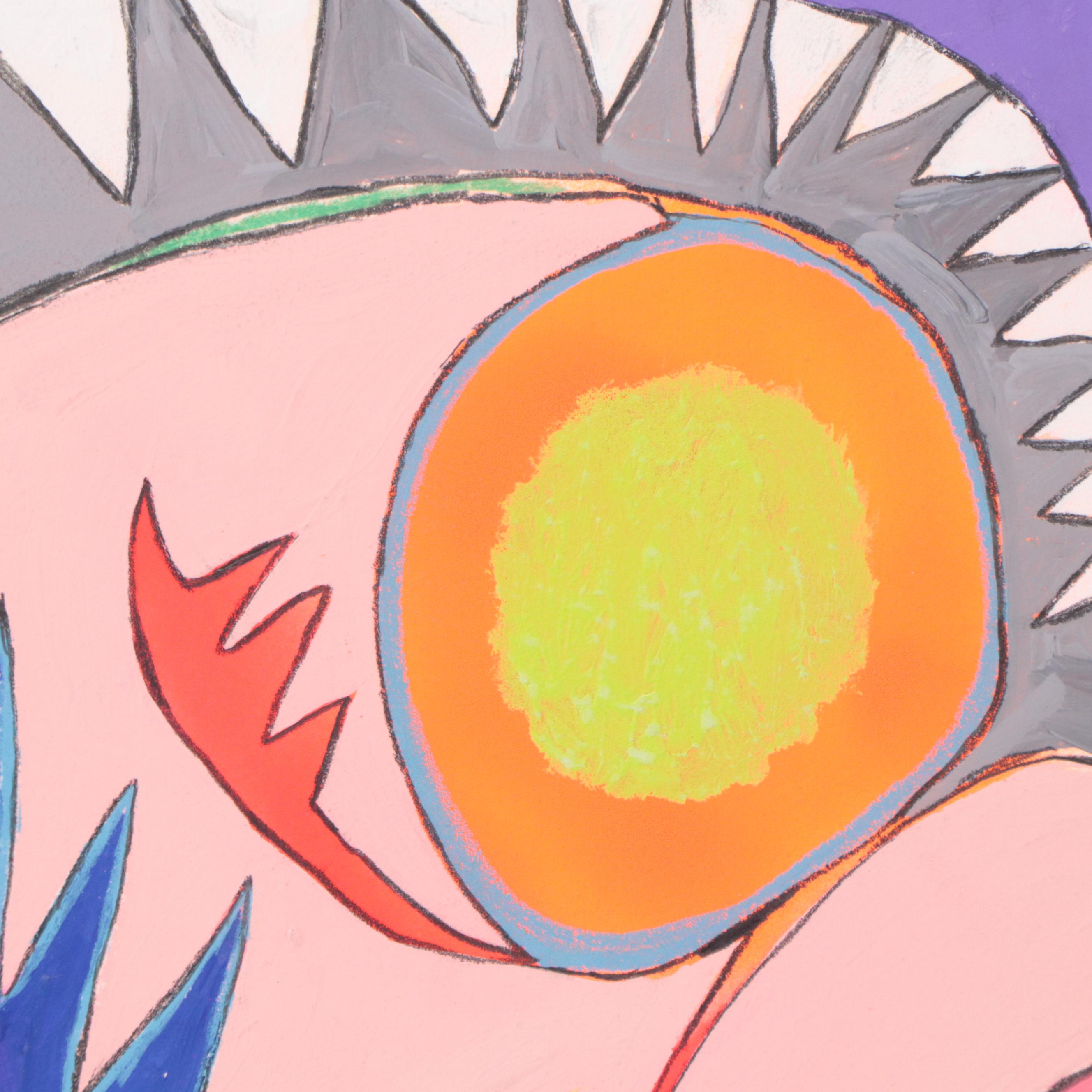 Harry Hilson Surreal Acrylic Painting "The Kiss of Life and Death," 1982