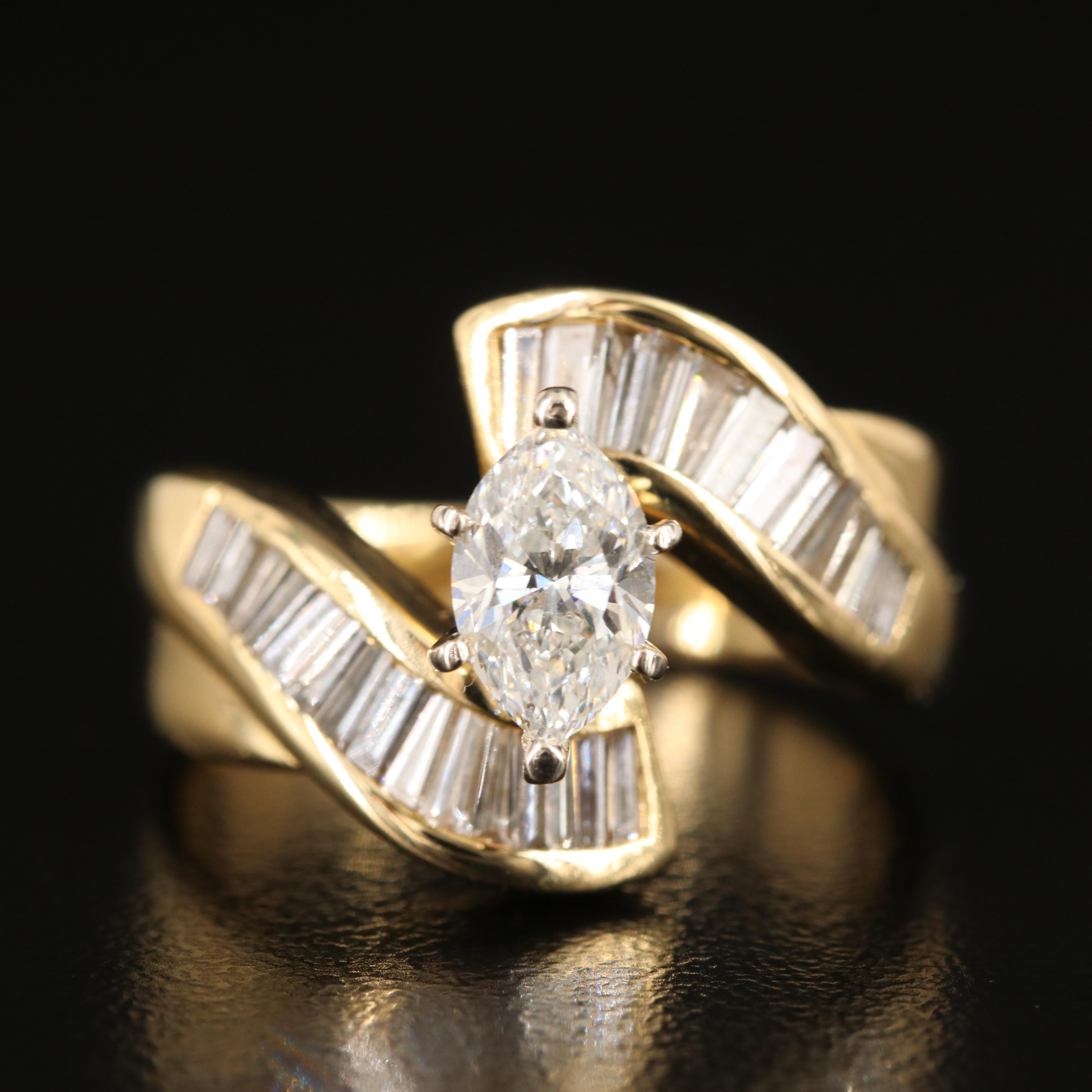 14K 1.26 CTW Diamond Bypass Ring
