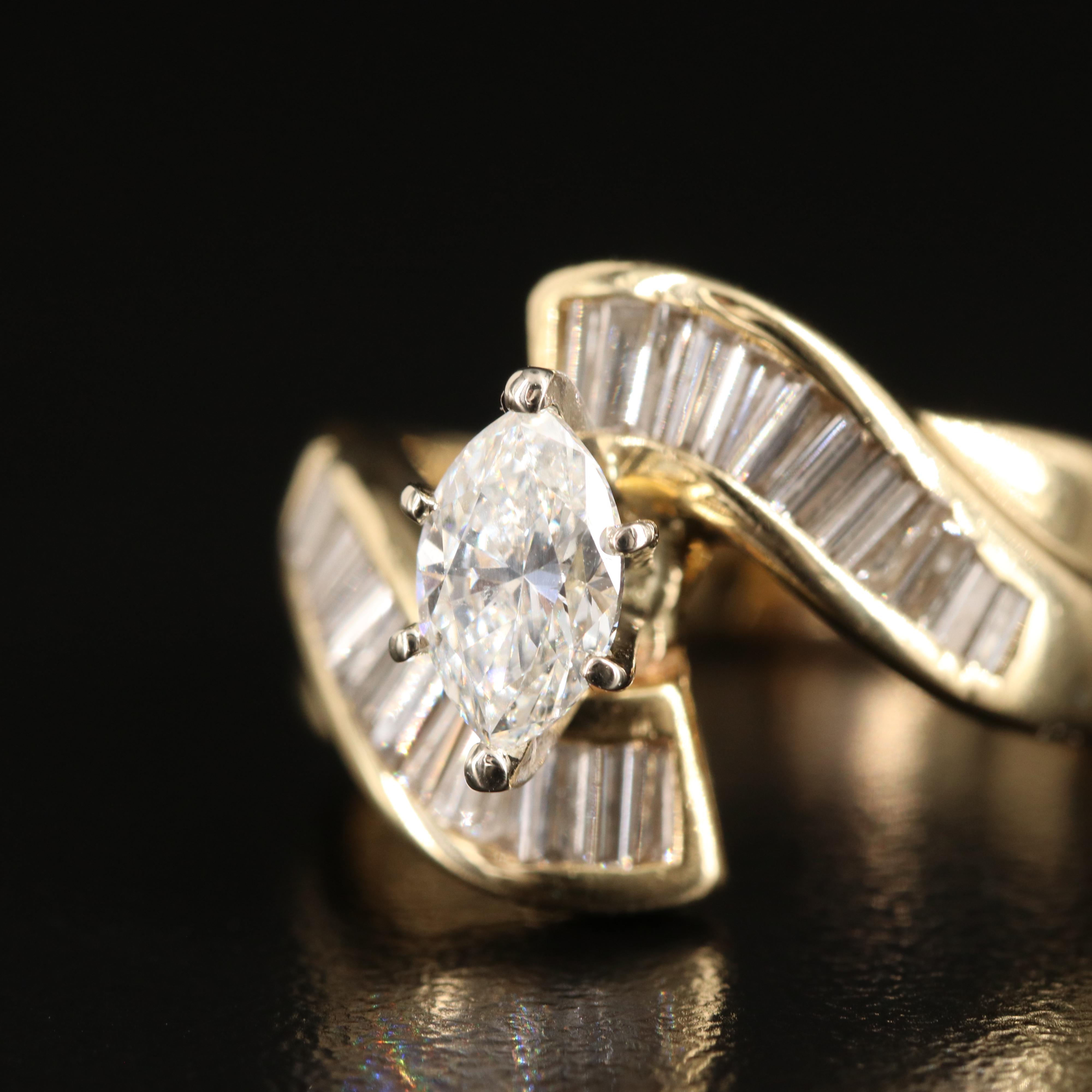 14K 1.26 CTW Diamond Bypass Ring