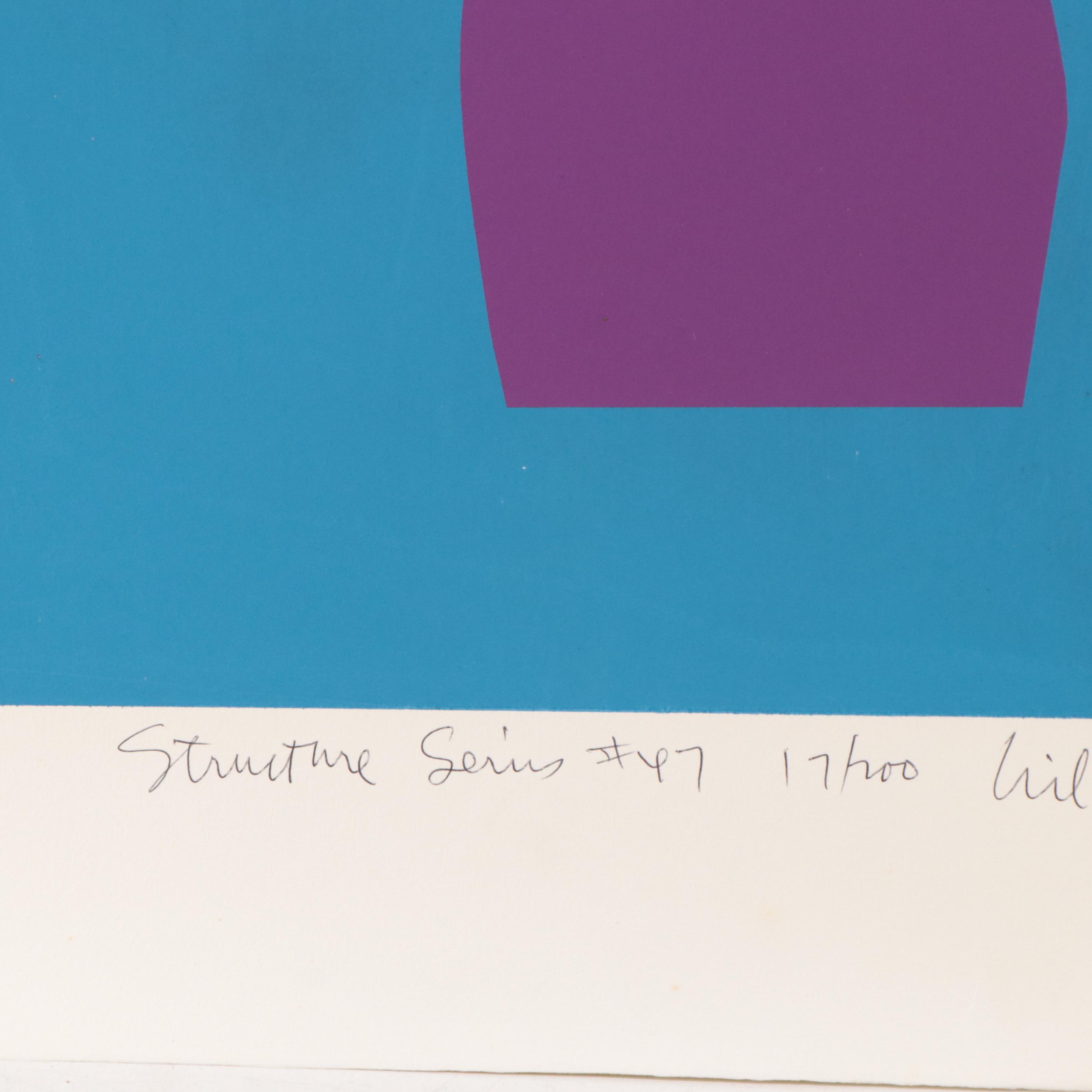 Harry Hilson Abstract Biomorphic Serigraph from "Structure Series," 1973