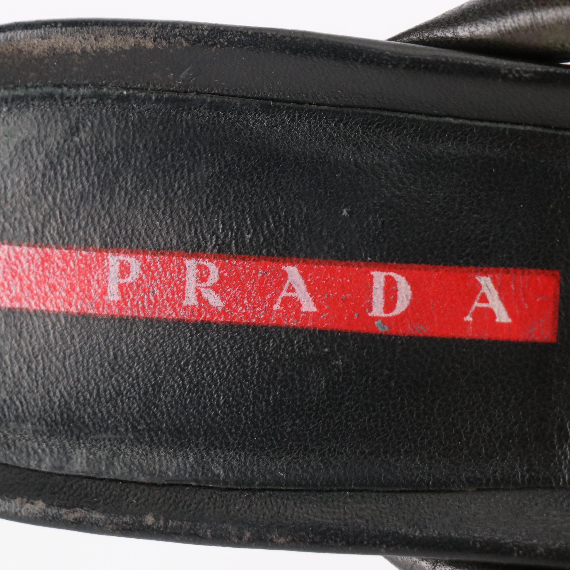 Prada Heeled Sandals in Black Leather