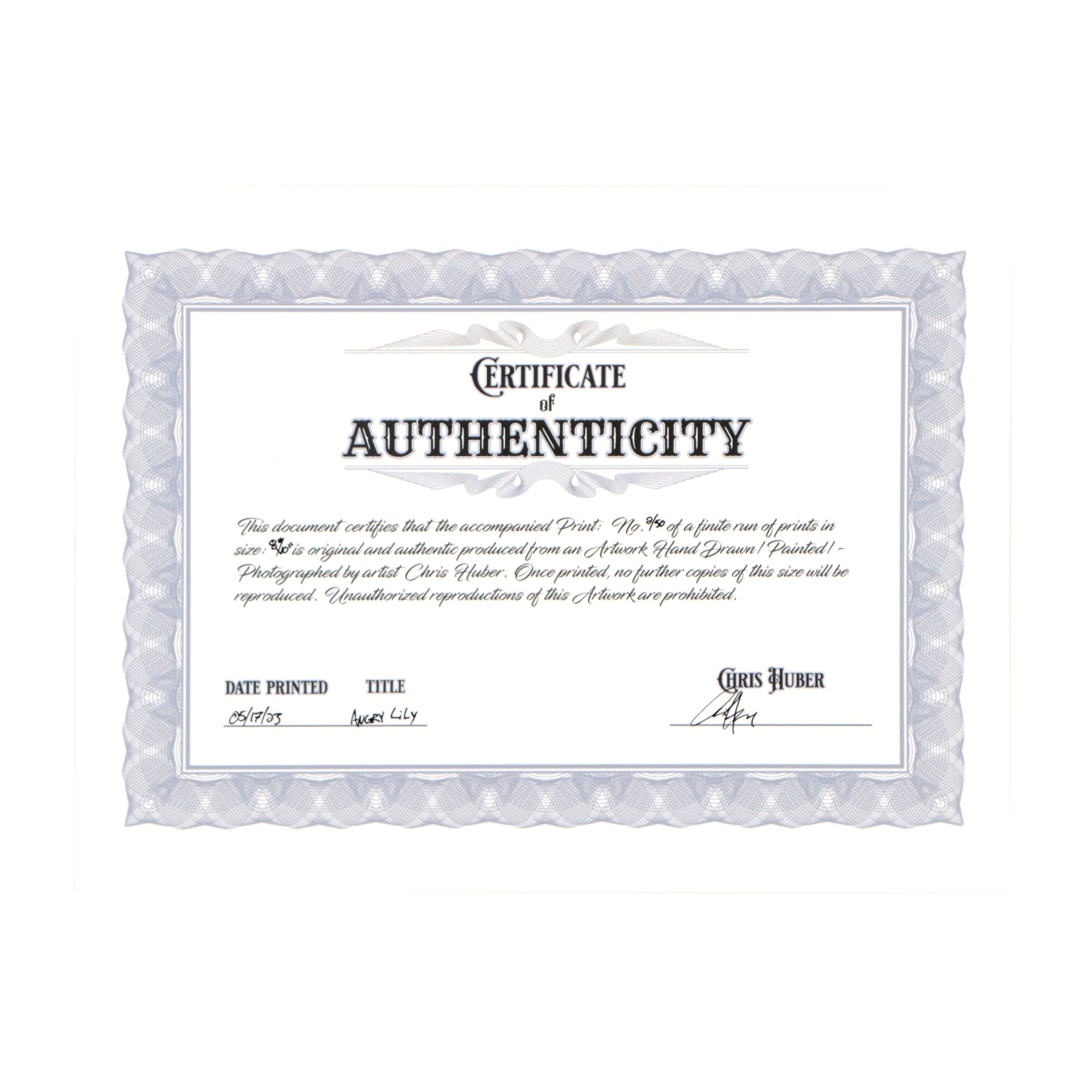 Chris Huber Giclée "Angry Lily," 2023