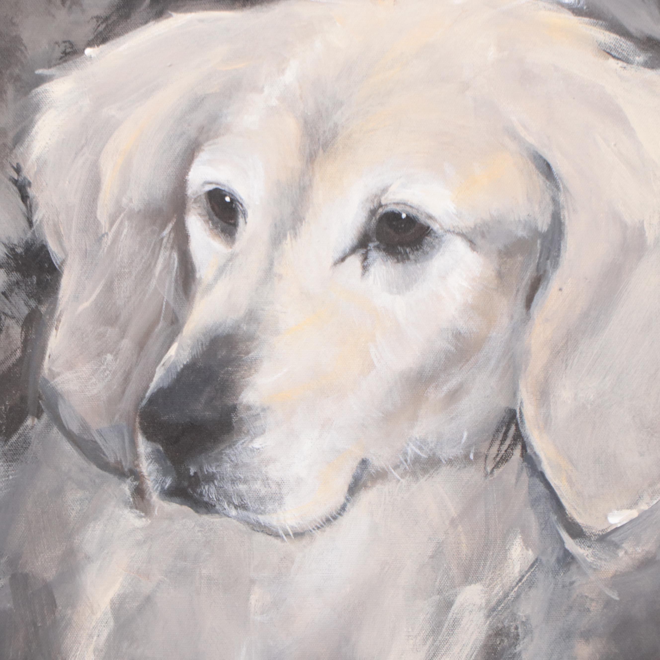 Dog Portrait Acrylic Painting of Golden Retriever Pup