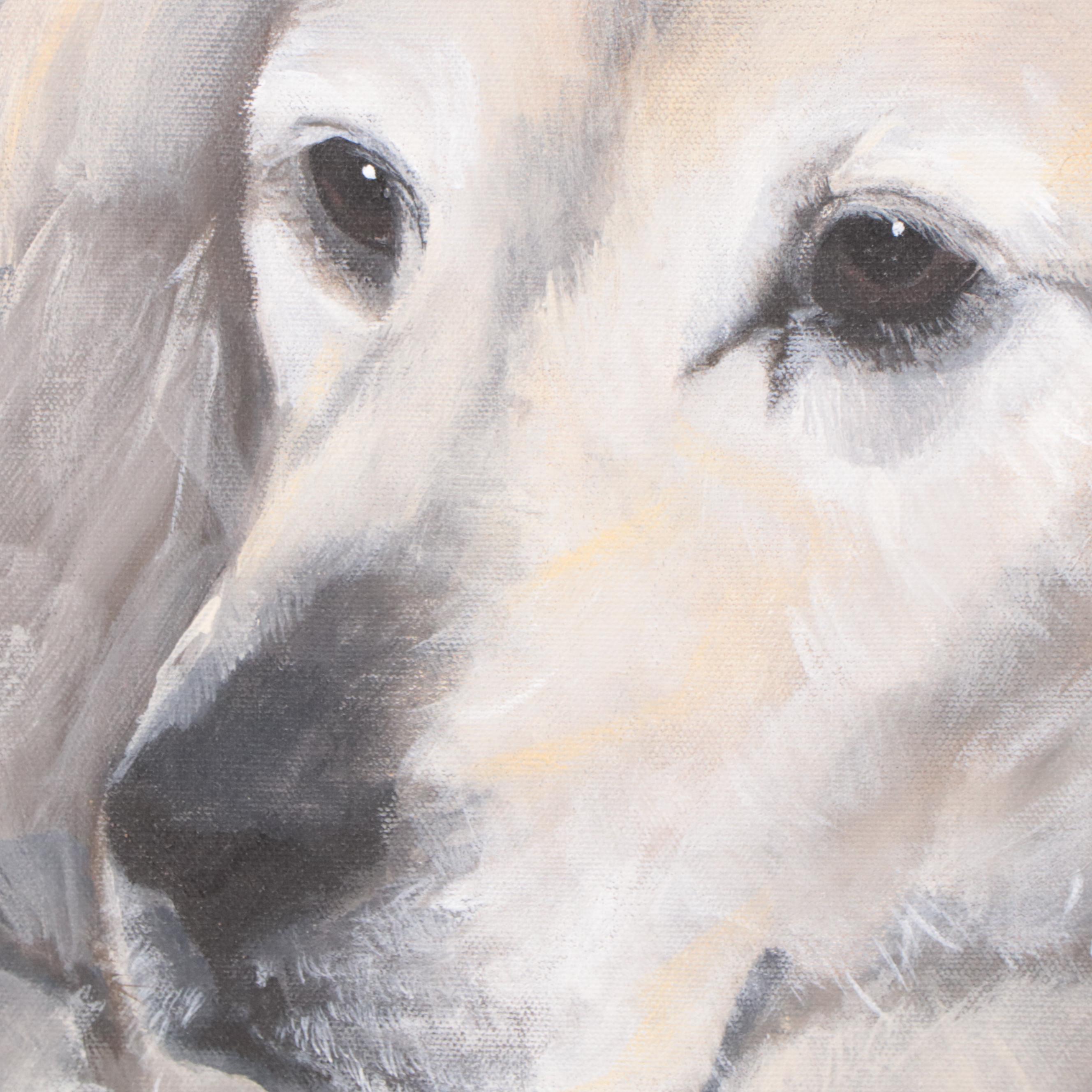 Dog Portrait Acrylic Painting of Golden Retriever Pup