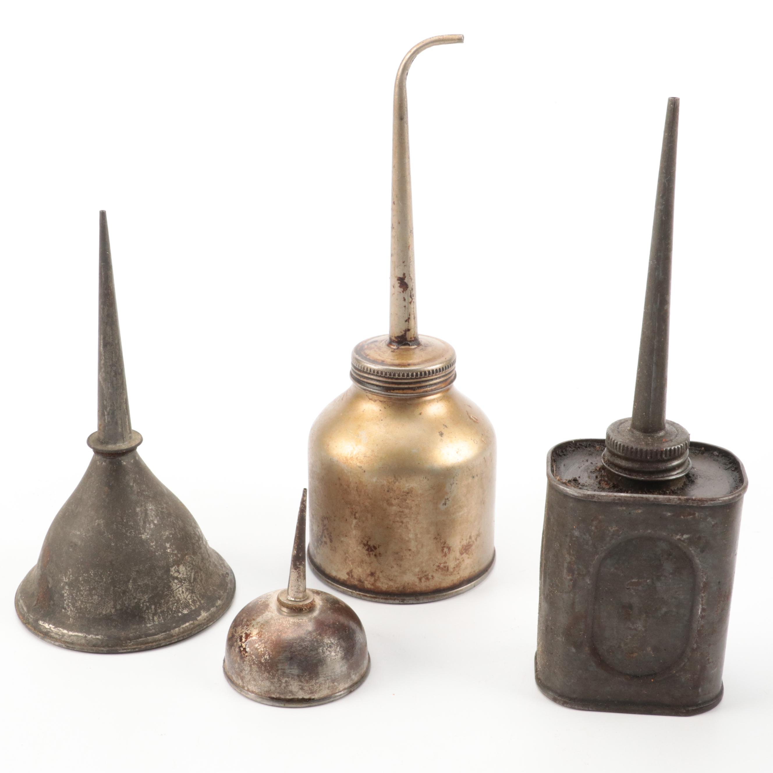 Eagle and Other Metal Oil Cans, Early to Mid-20th Century