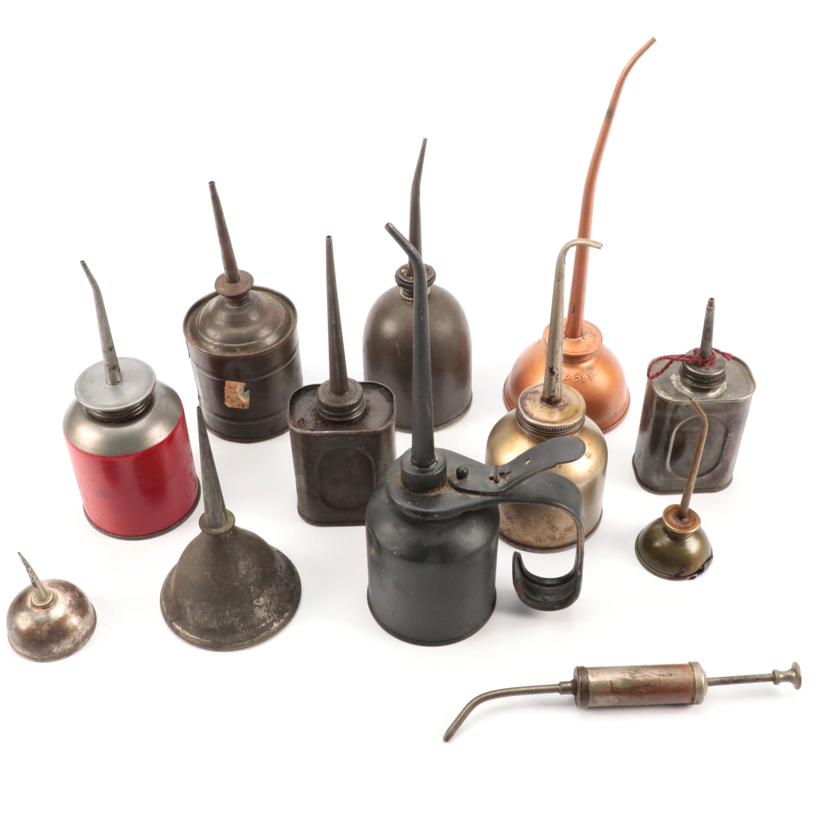 Eagle and Other Metal Oil Cans, Early to Mid-20th Century