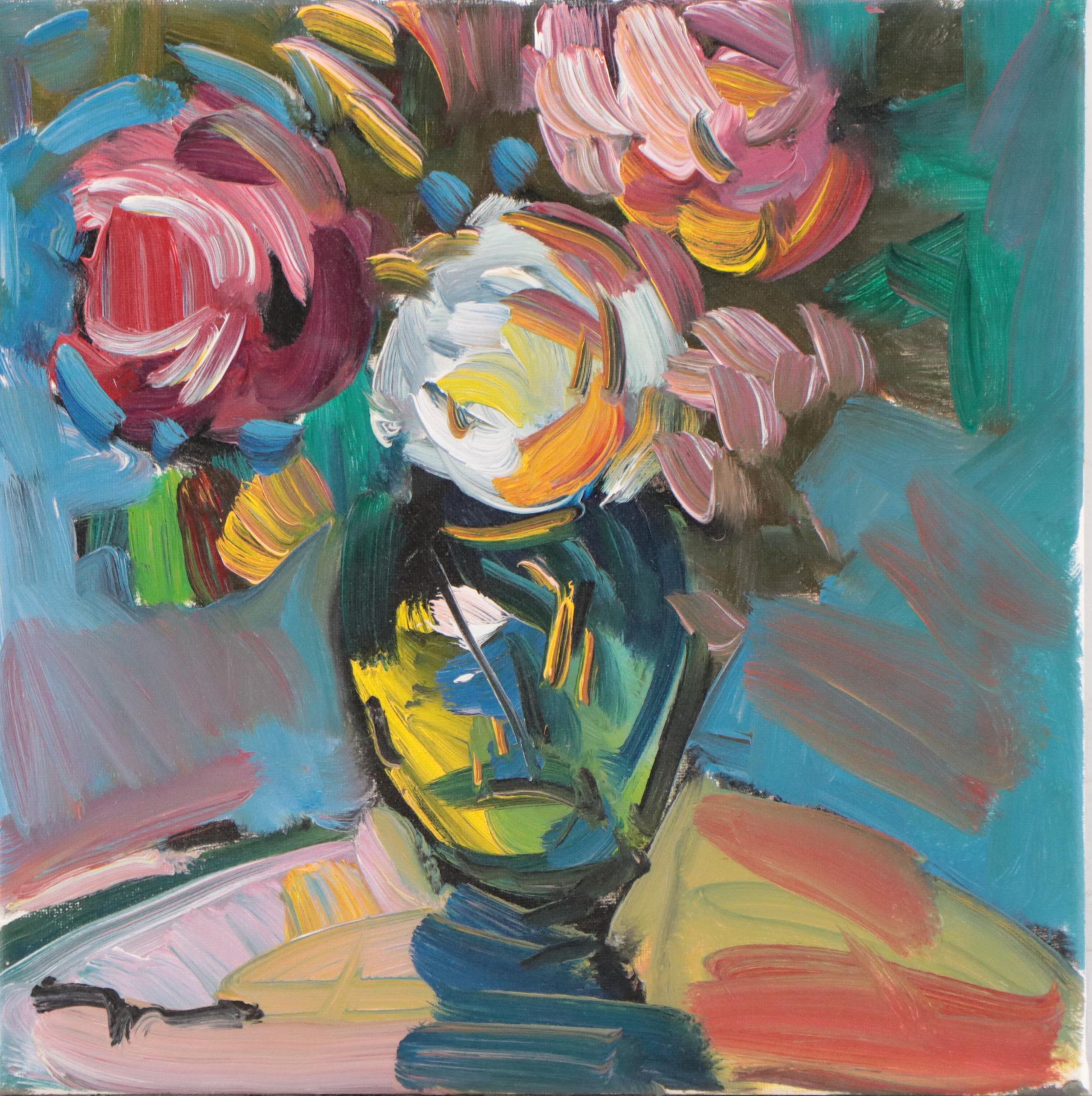 Jose Trujillo Oil Painting "Roses," 2018