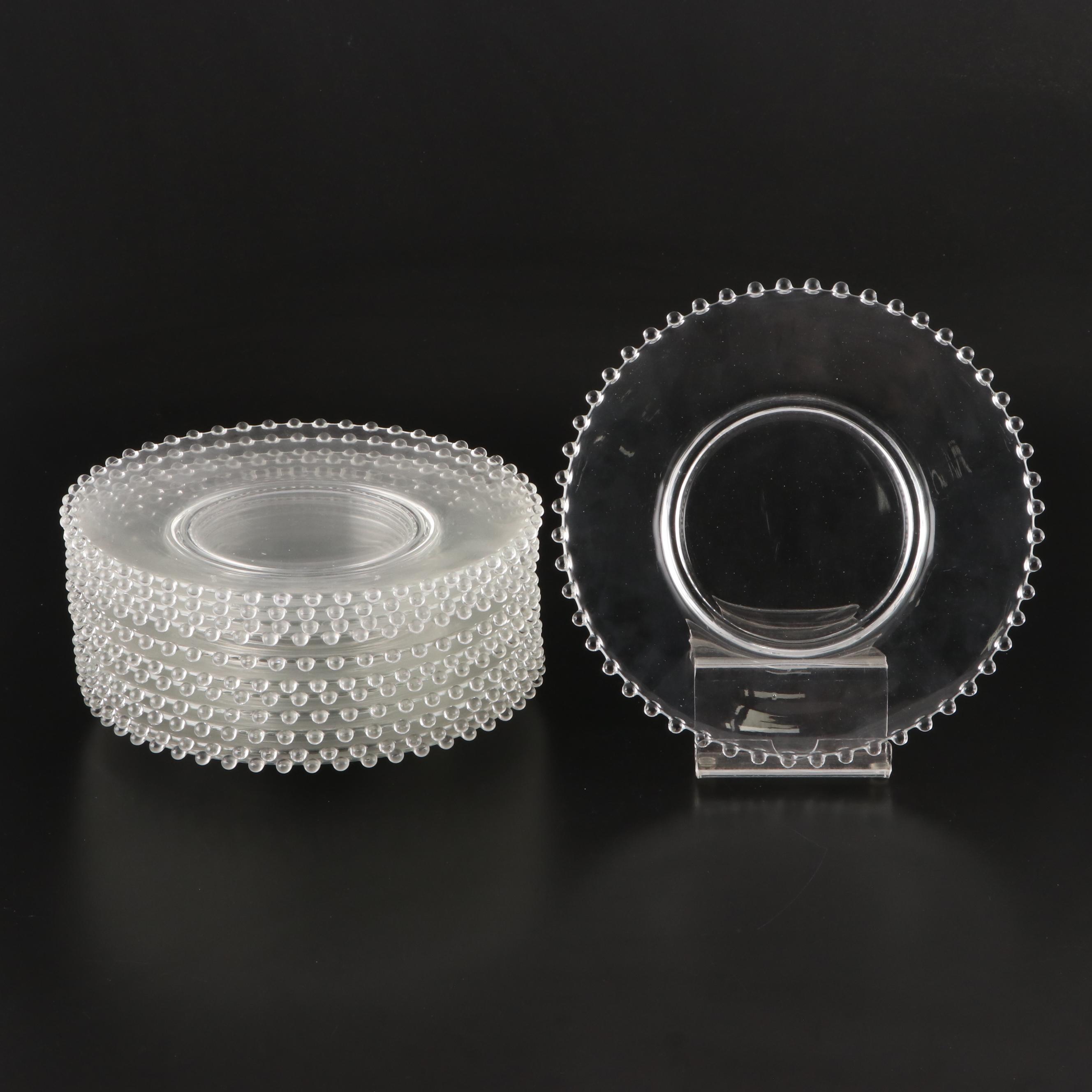 Anchor Hocking Milk Glass Punch Bowl and Cups with "Candlewick" Glass Plates