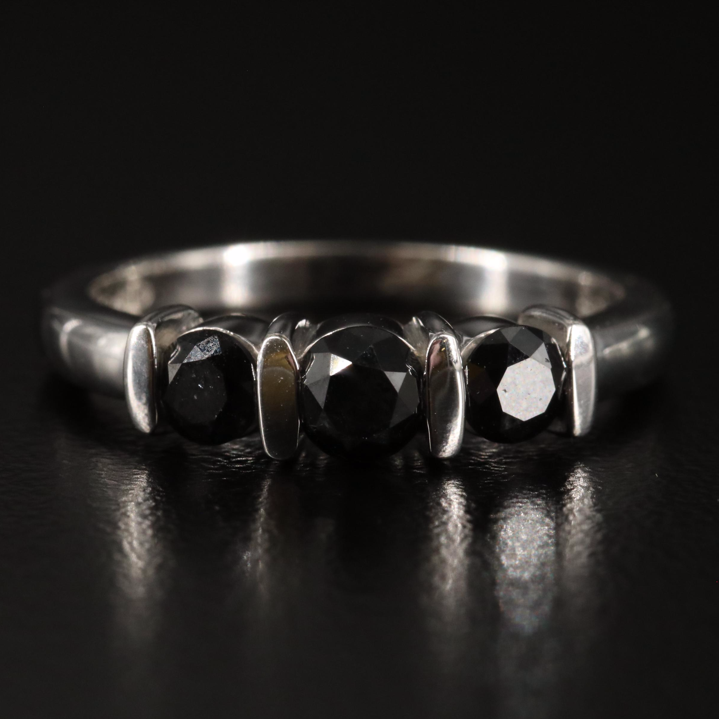 Sterling Three Stone Diamond Ring