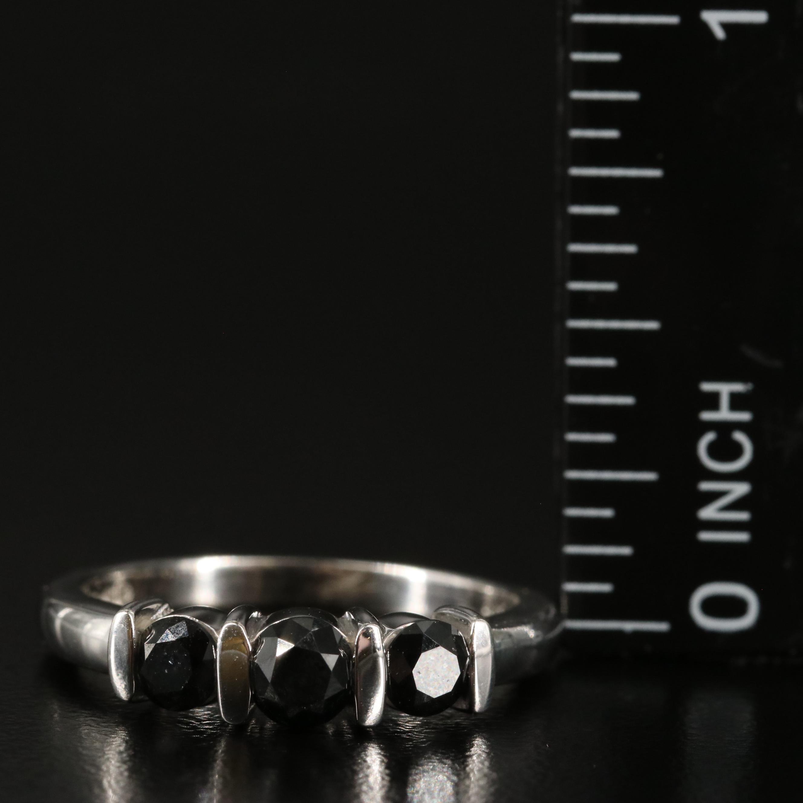 Sterling Three Stone Diamond Ring