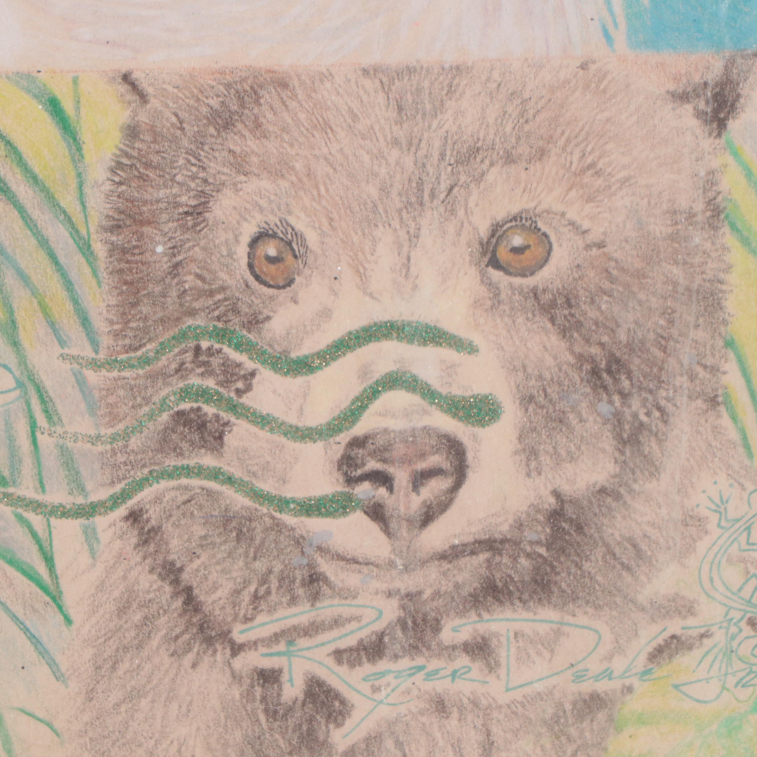 Roger Deale, Jr. Mixed Media Drawing of Animals
