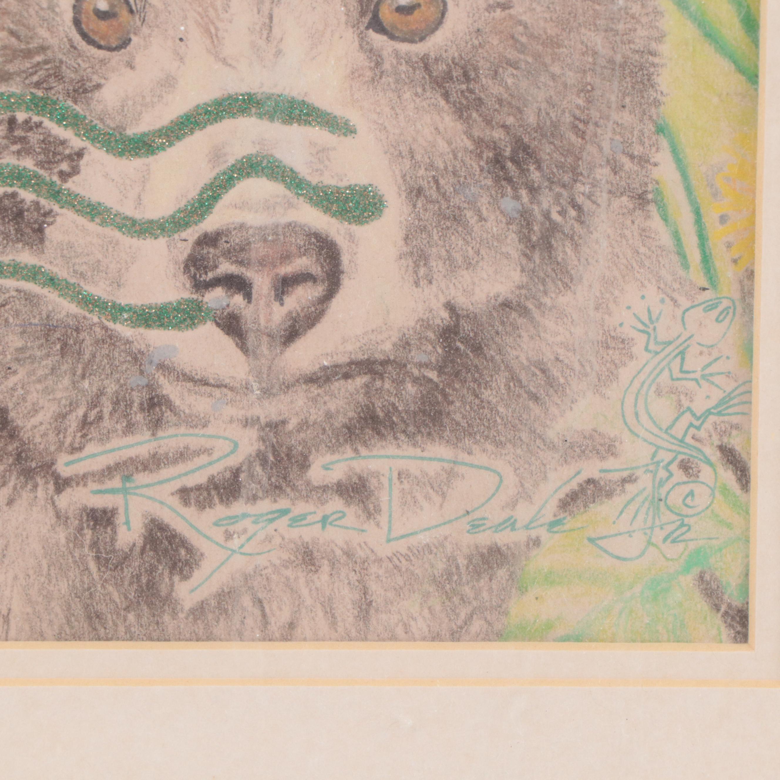 Roger Deale, Jr. Mixed Media Drawing of Animals