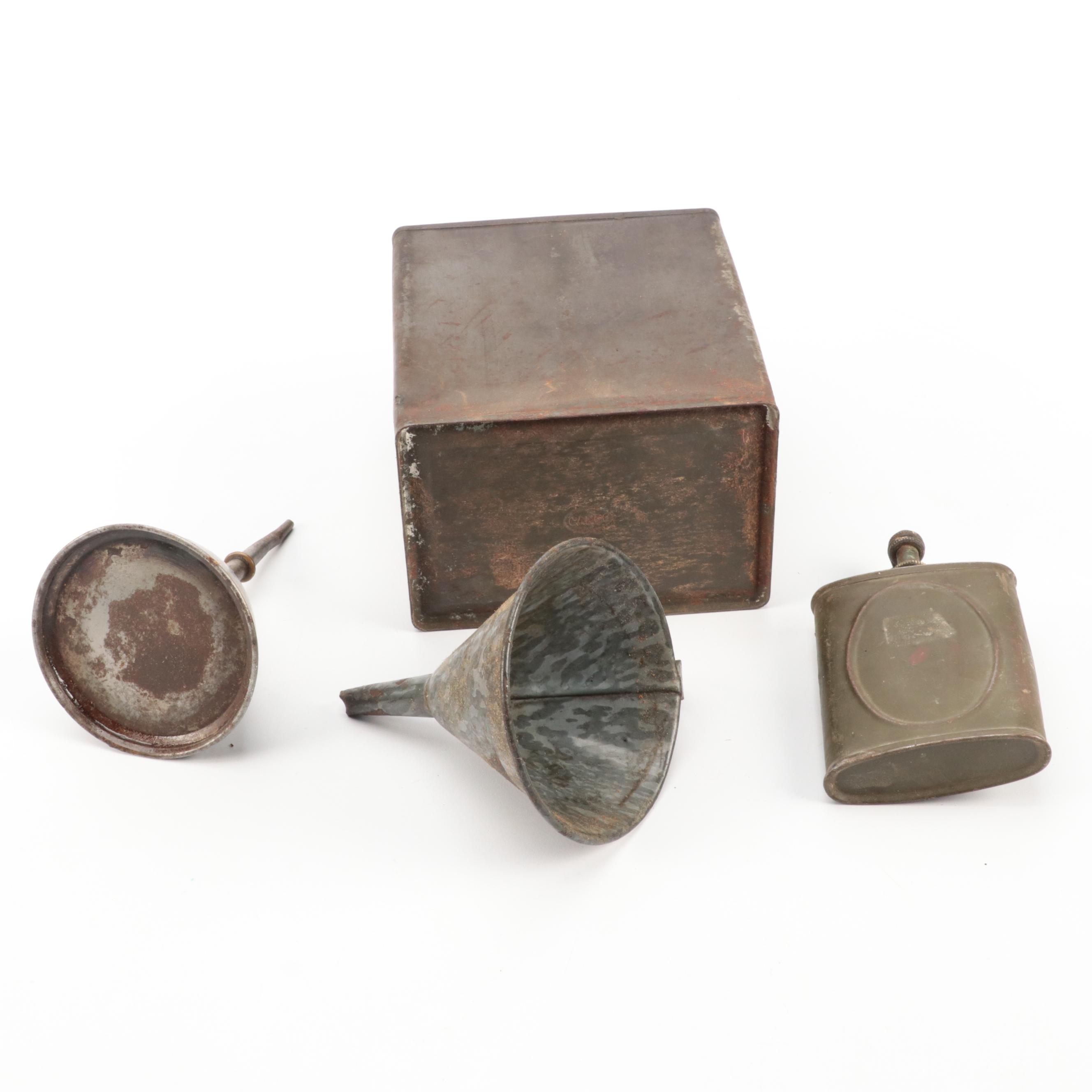Gustave Lidseen, Gem, Eagle, Canco with Other Oil Cans and Funnel