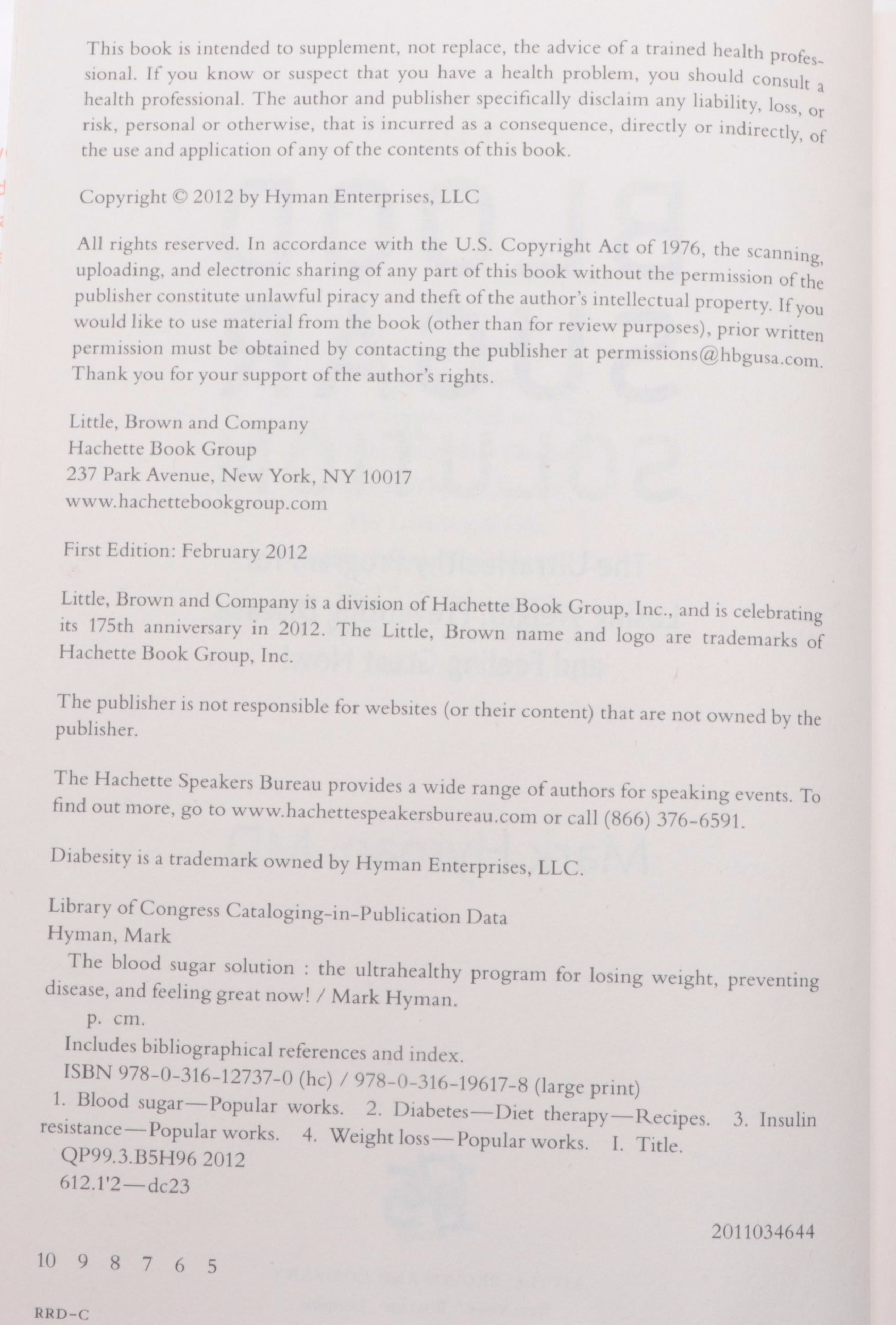 First Edition "The Blood Sugar Solution" by Mark Hyman and More Books